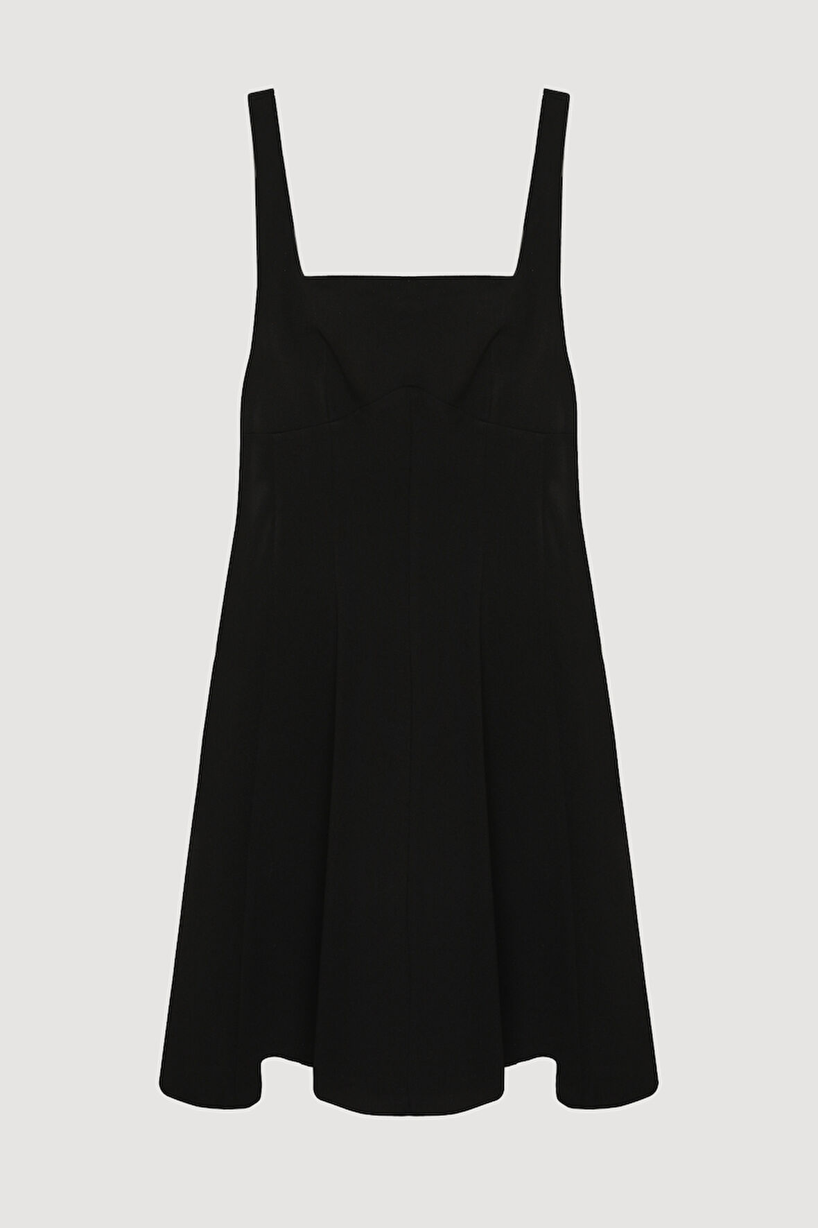 Sırtı Kurdele Detaylı Kare Yaka Mini Elbise Siyah