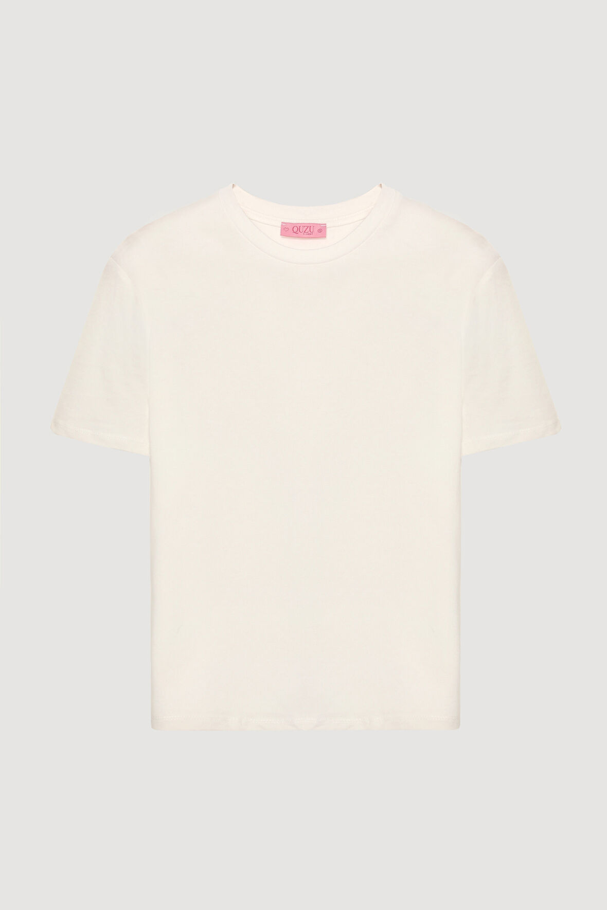 Bisiklet Yaka Oversize Basic Tişört Ekru