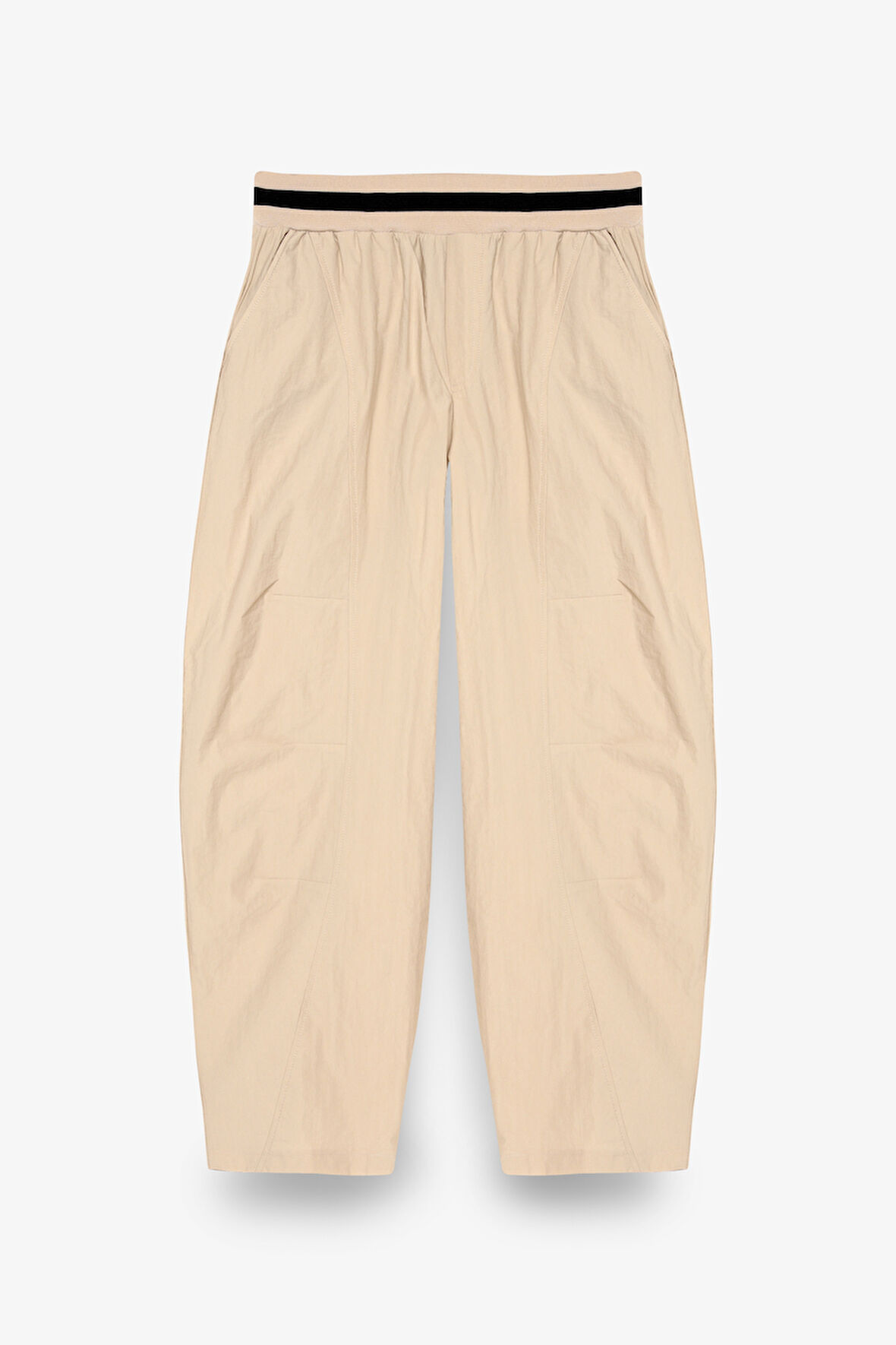 Beli Ribanalı Paraşüt Pantolon Bej