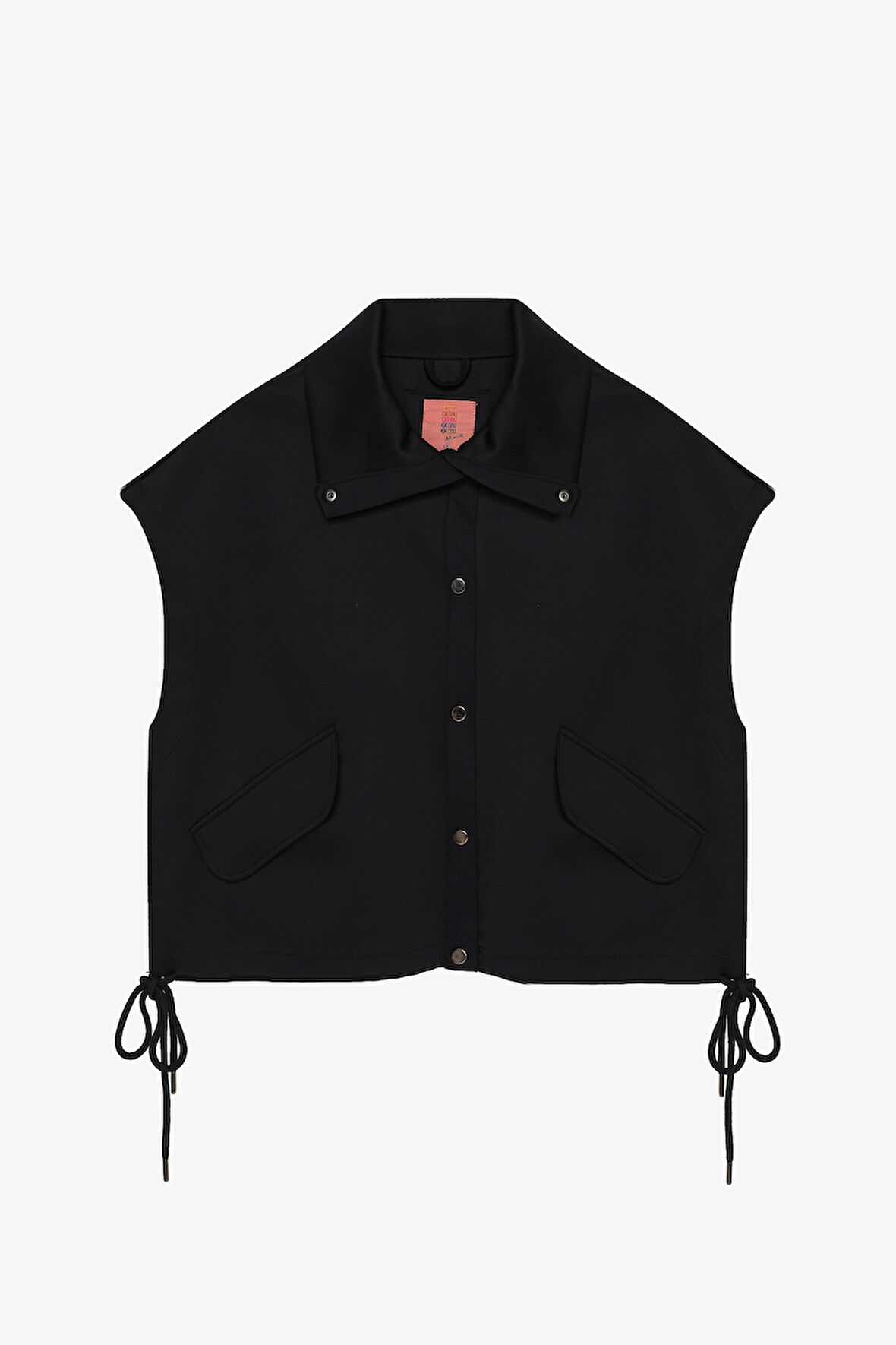 Çıtçıt Düğmeli Cepli Yumuşak Dokulu Oversize Yelek Siyah