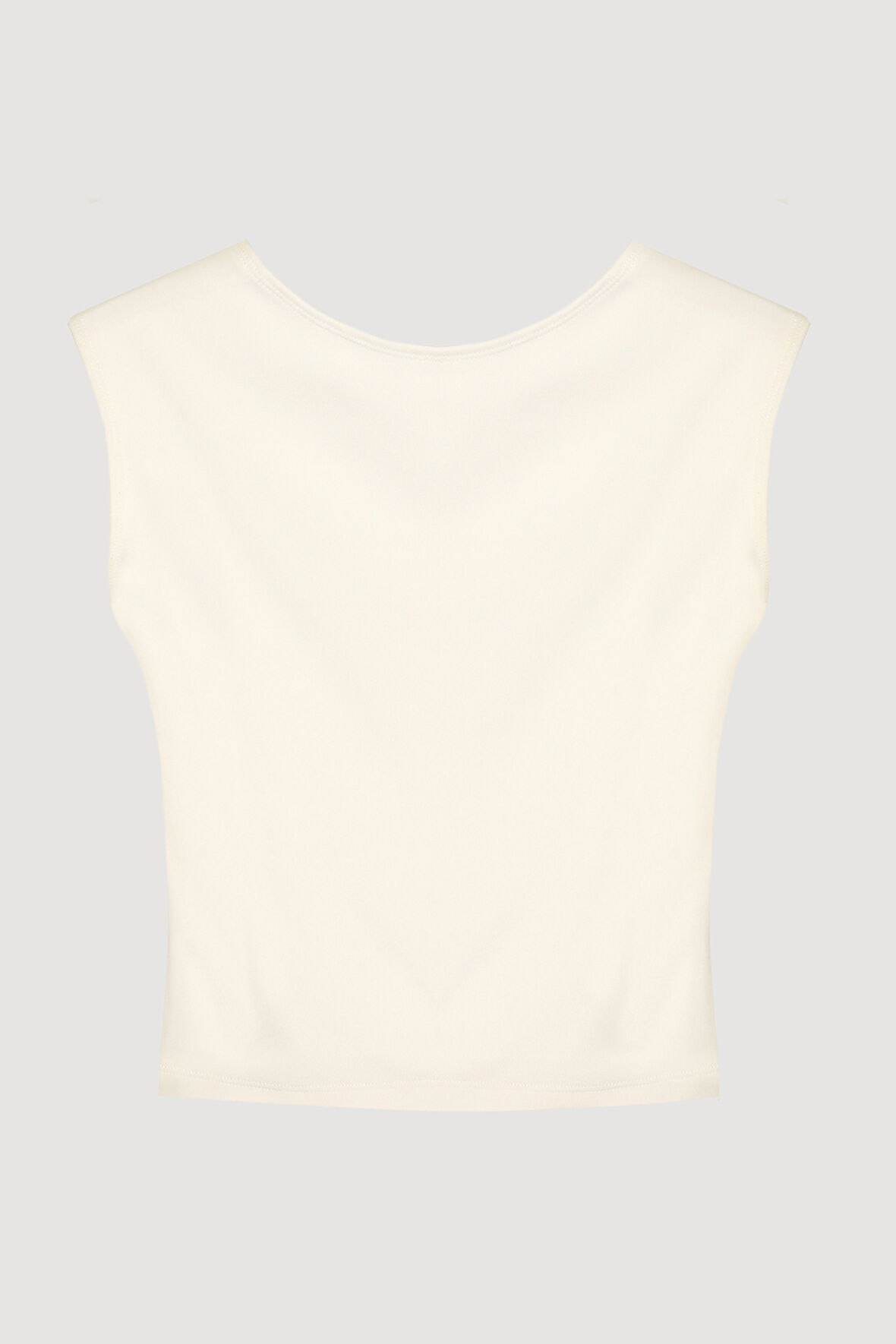 Sırt Dekolteli Basic Bluz Ekru