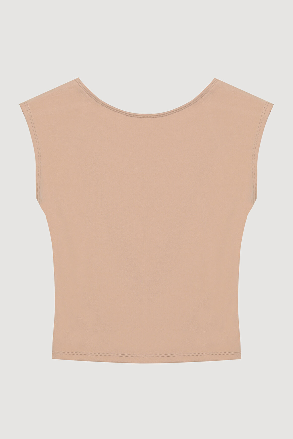 Sırt Dekolteli Basic Bluz Bej