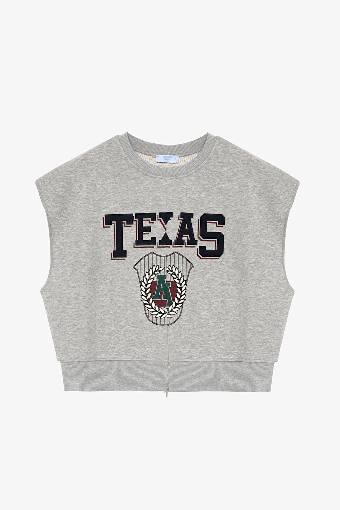 Texas Baskılı Beli Ribanalı Kolsuz Sweatshirt Grimelanj