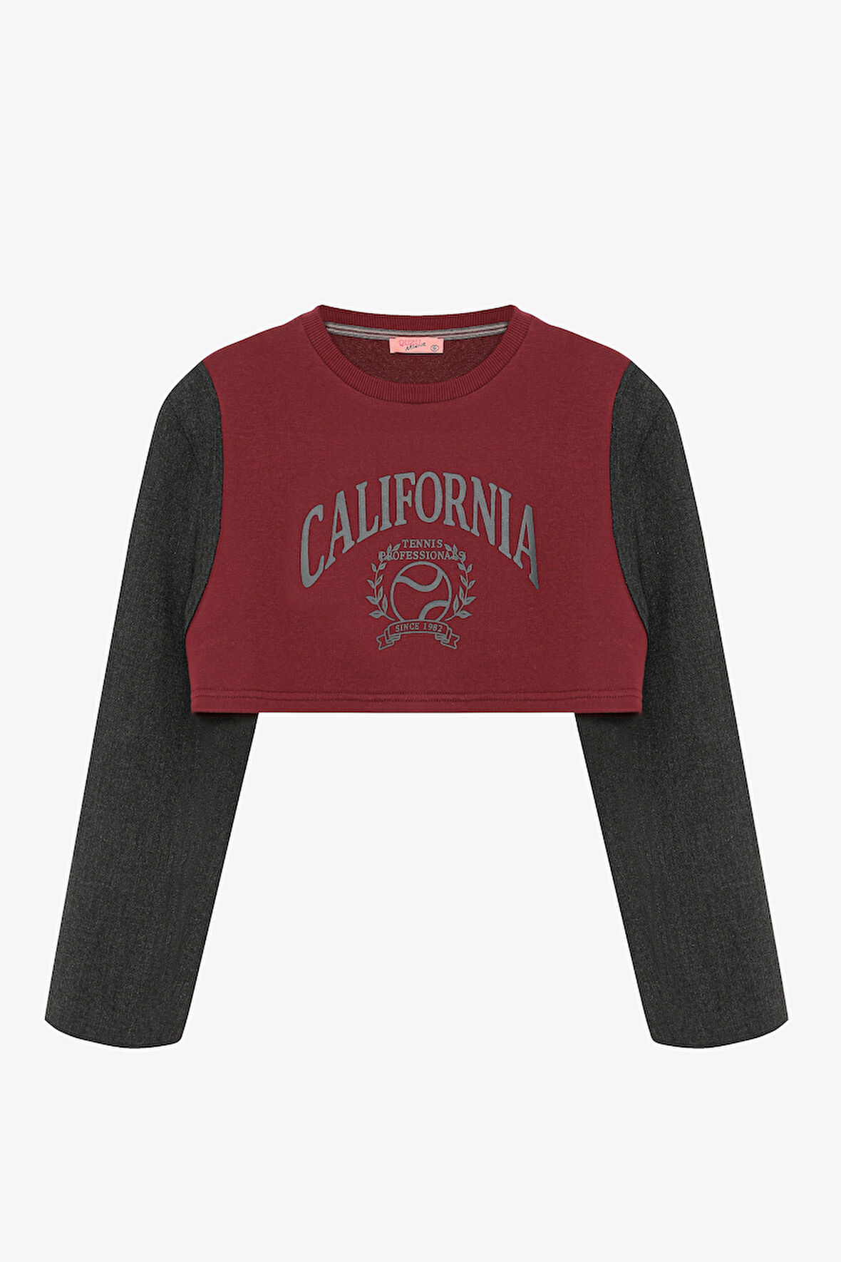 Blazer Garnili Vatkalı Crop Sweatshirt Bordo