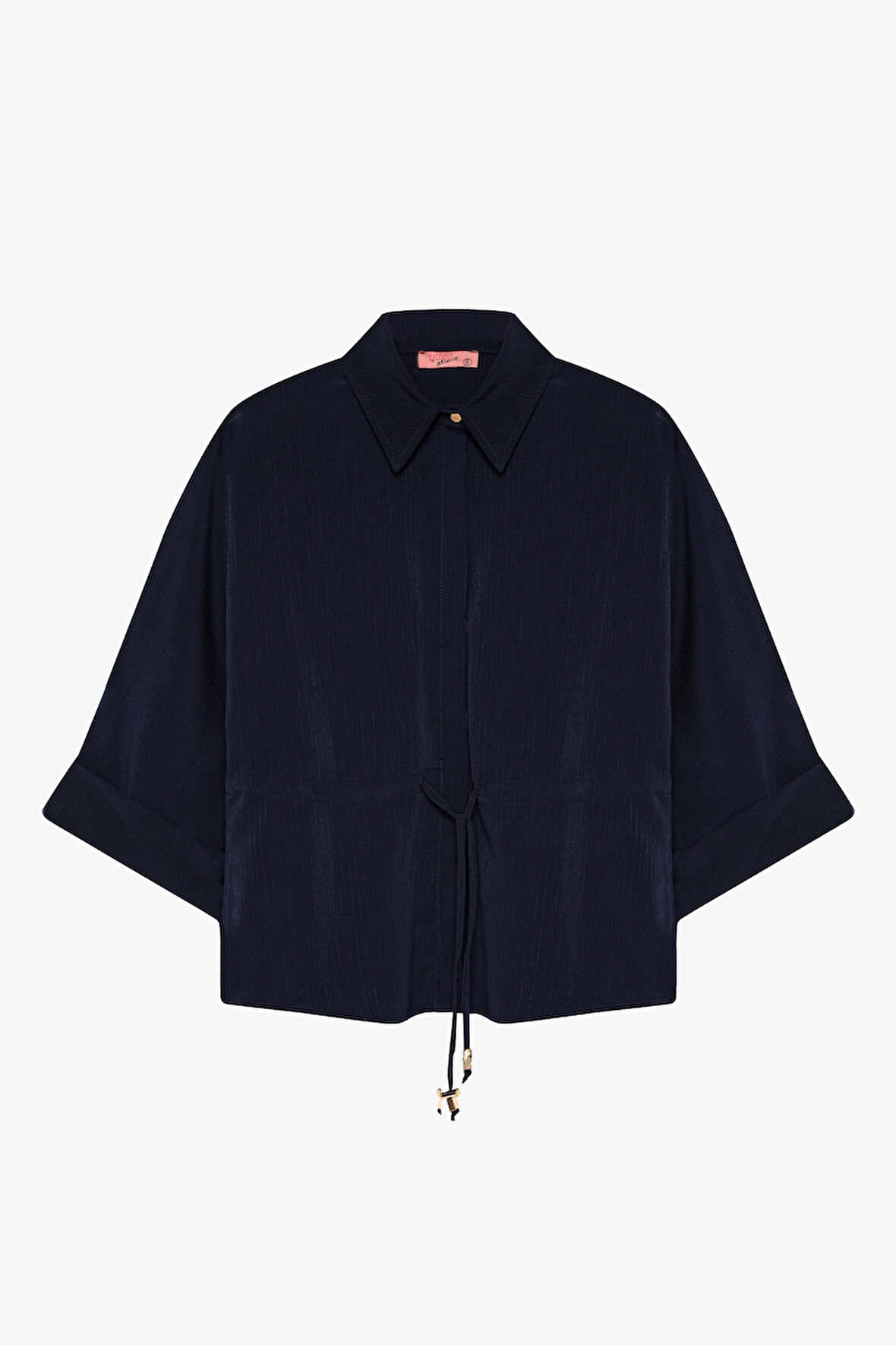 Beli Bağcıklı Manşet Kol Gömlek Lacivert