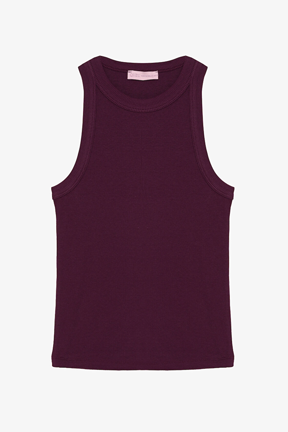 Halter Yaka Basic Fitilli Atlet Mürdüm