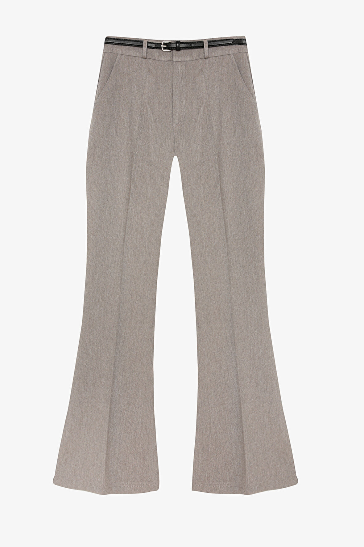 İnce Kemerli İspanyol Paça Pantolon Gri