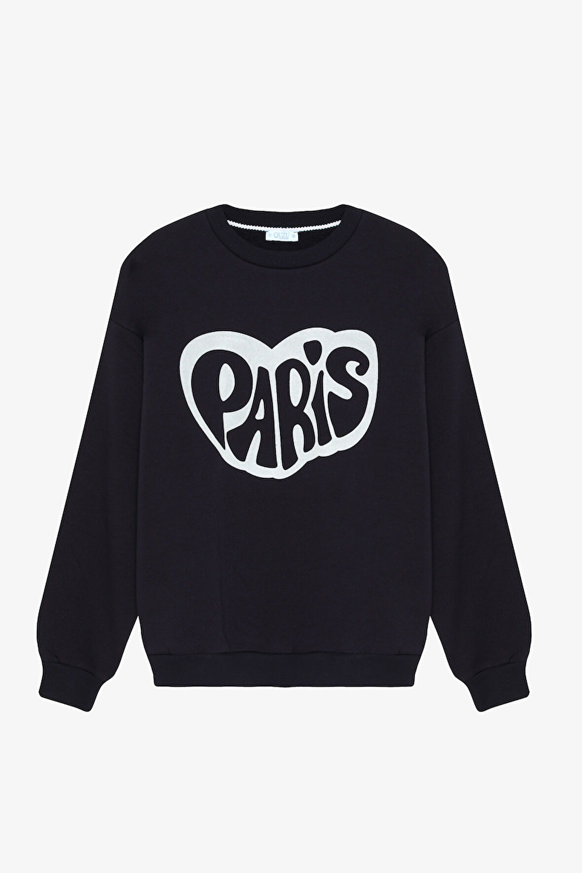 Paris Baskılı Oversize Sweatshirt Lacivert