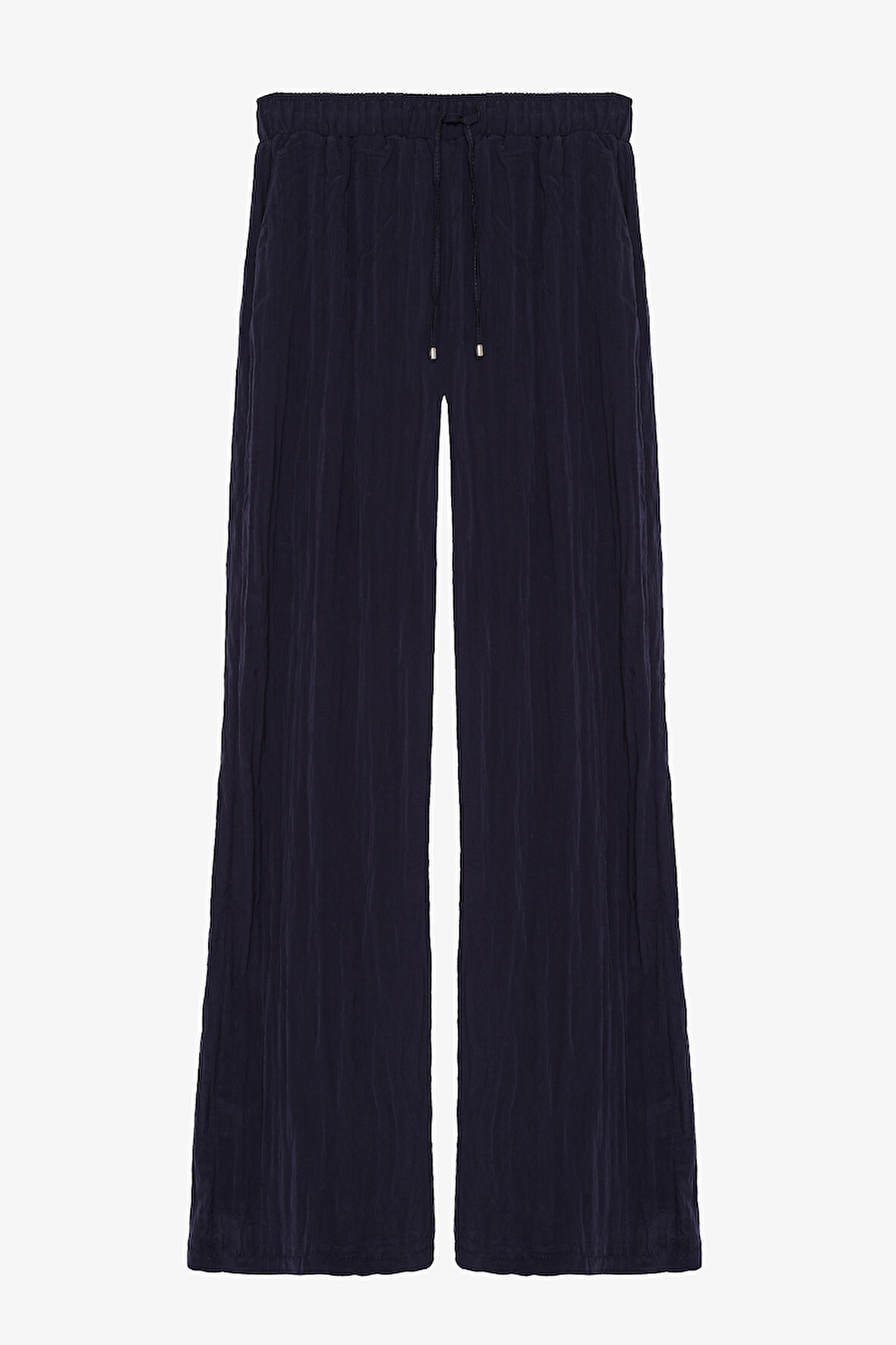 Kırışık Görünümlü Beli Lastikli Pantolon Lacivert