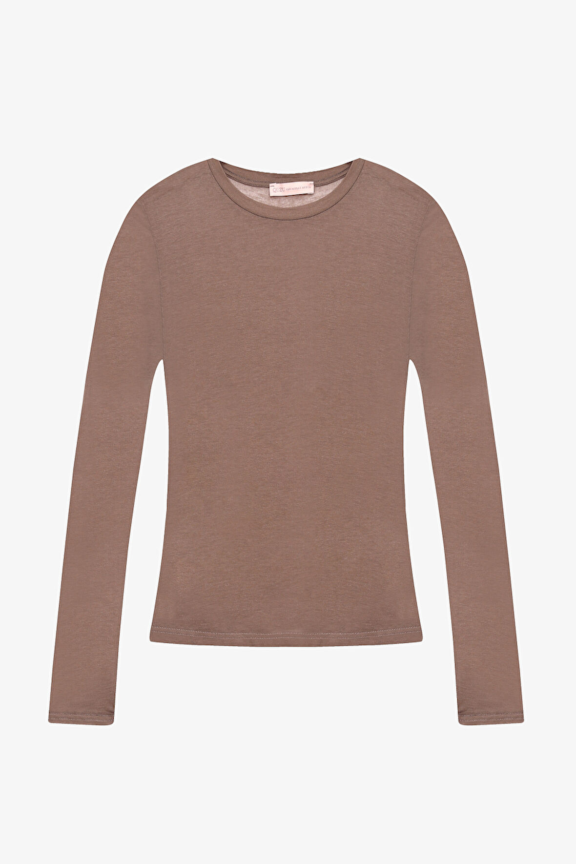 Bisiklet Yaka Basic Bluz Vizon