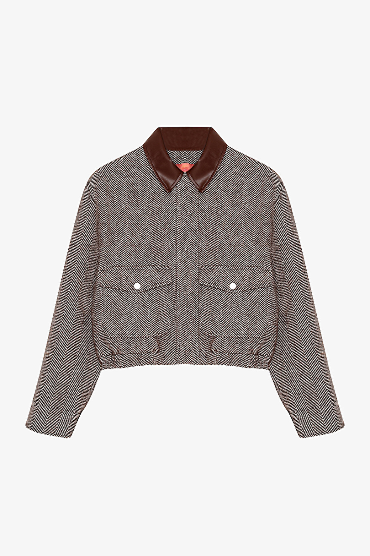 Balıksırtı Beli Lastikli Kaşe Ceket Kahverengi