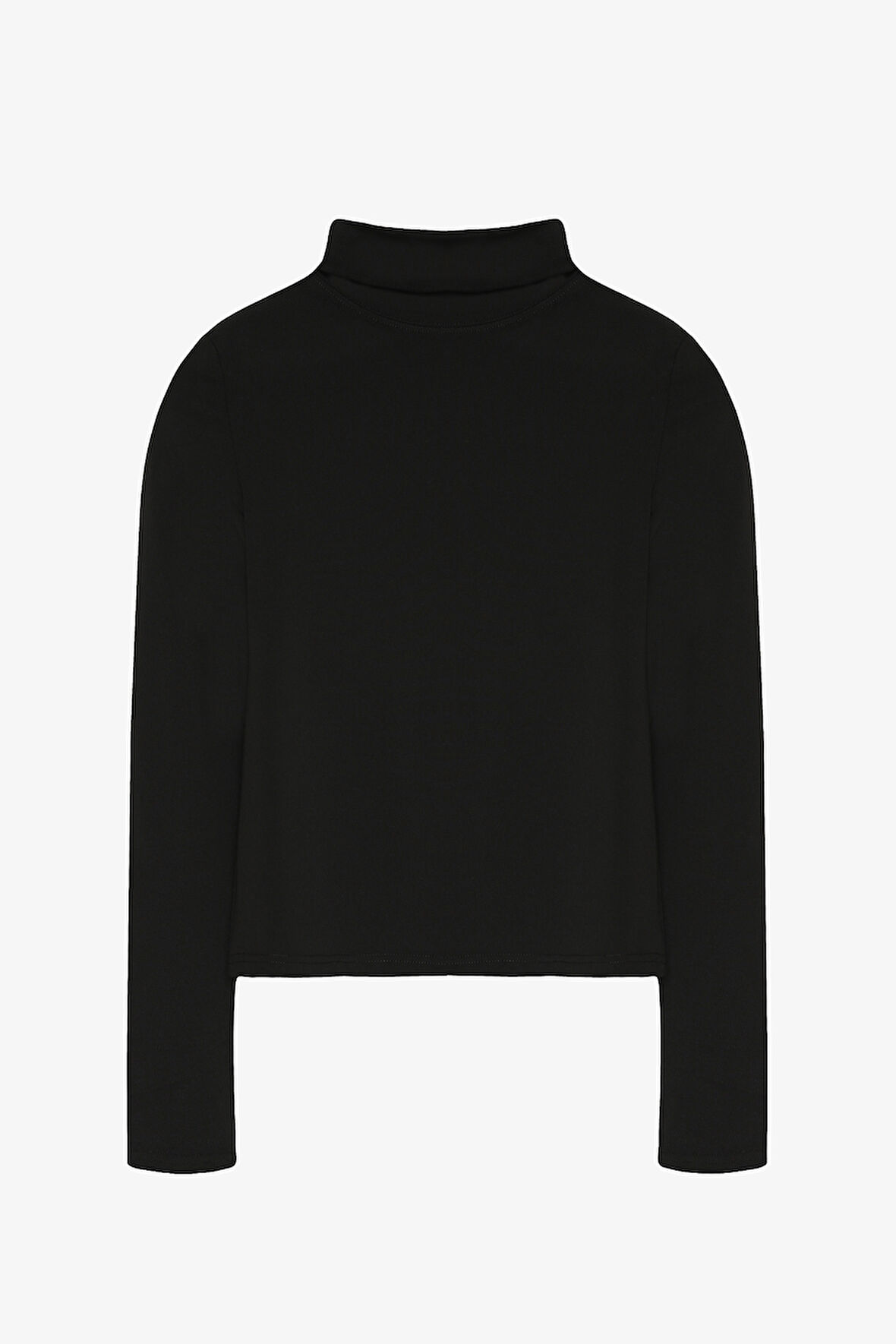 Boğazlı Uzun Kollu Basic Bluz Siyah