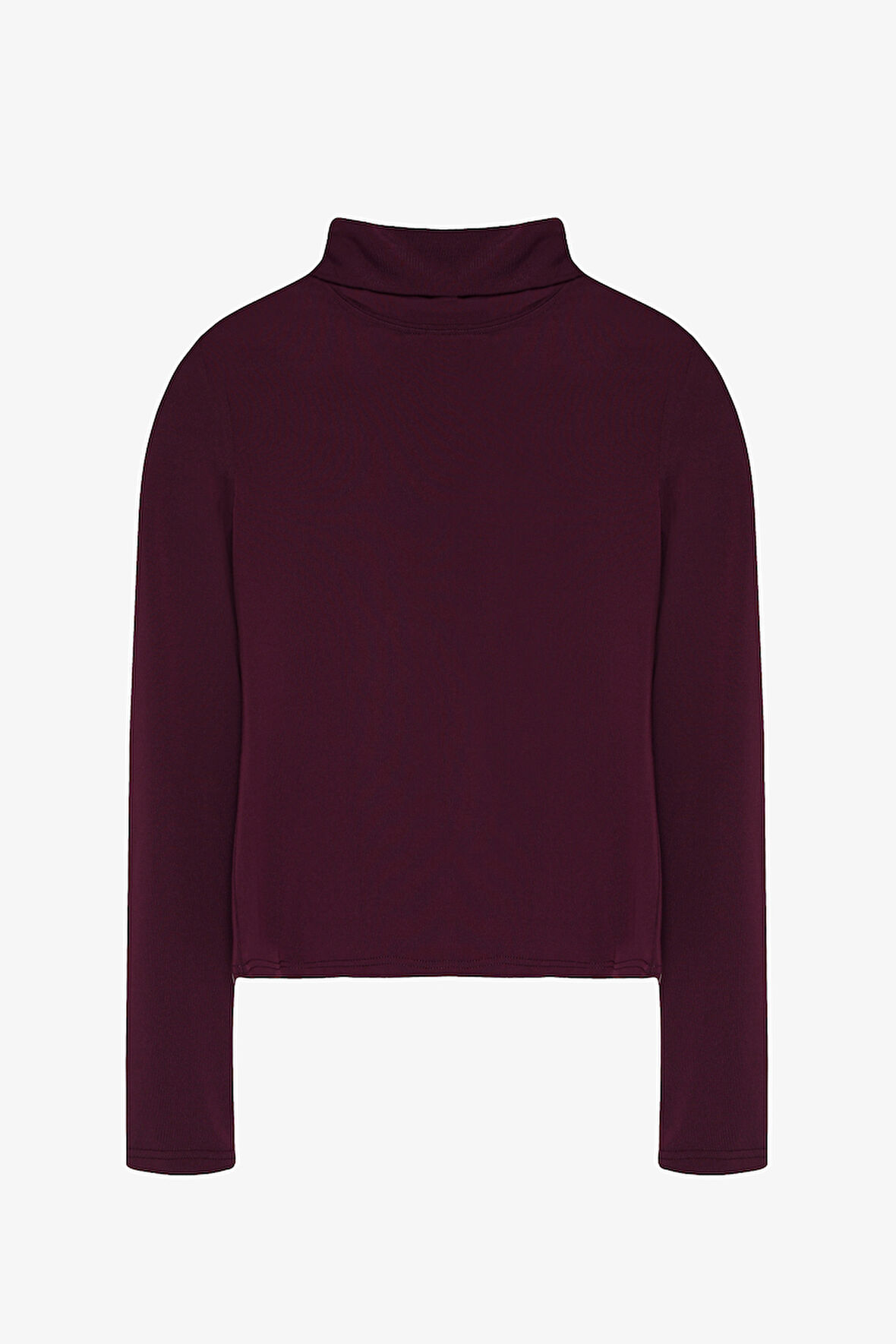 Boğazlı Uzun Kollu Basic Bluz Mürdüm