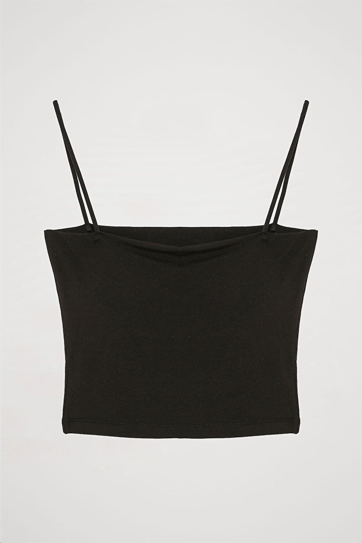 İp Askılı Basic Crop Atlet Siyah