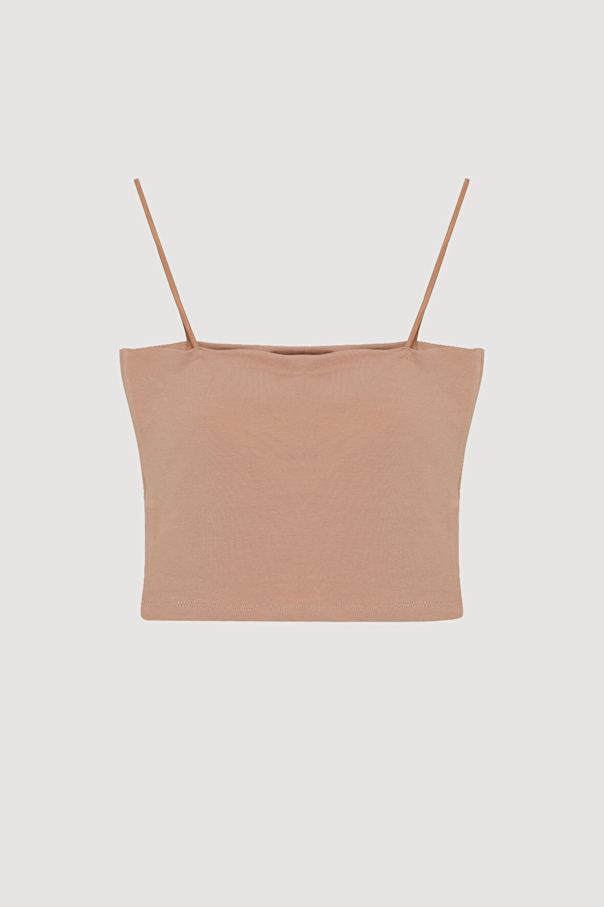 İp Askılı Basic Crop Atlet Bej