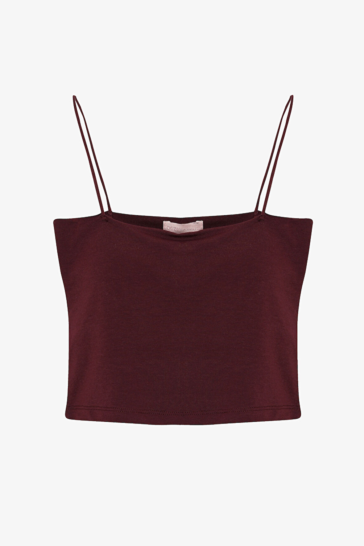 Modal Askılı Crop Basic Atlet Bordo