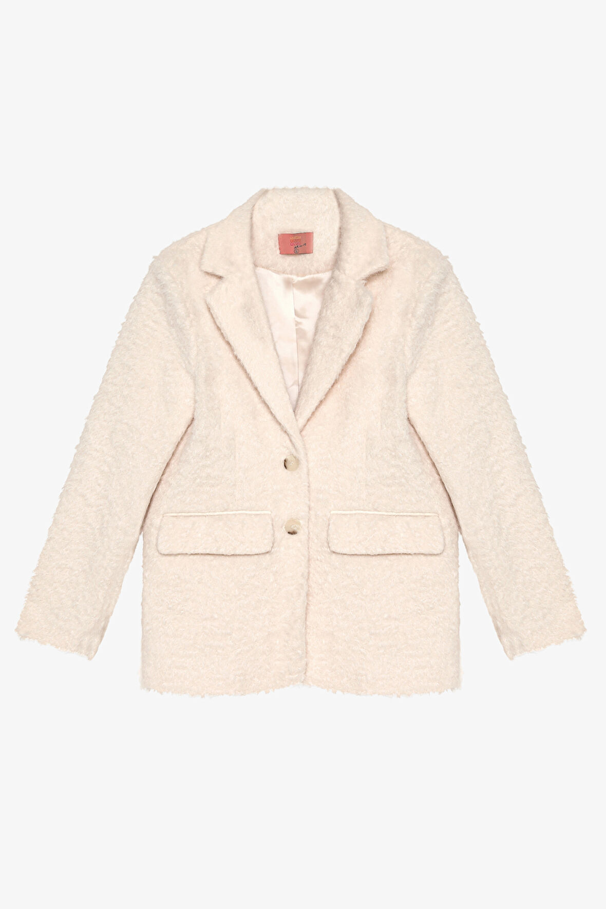Tüylü Dokulu Oversize Blazer Ceket Ekru