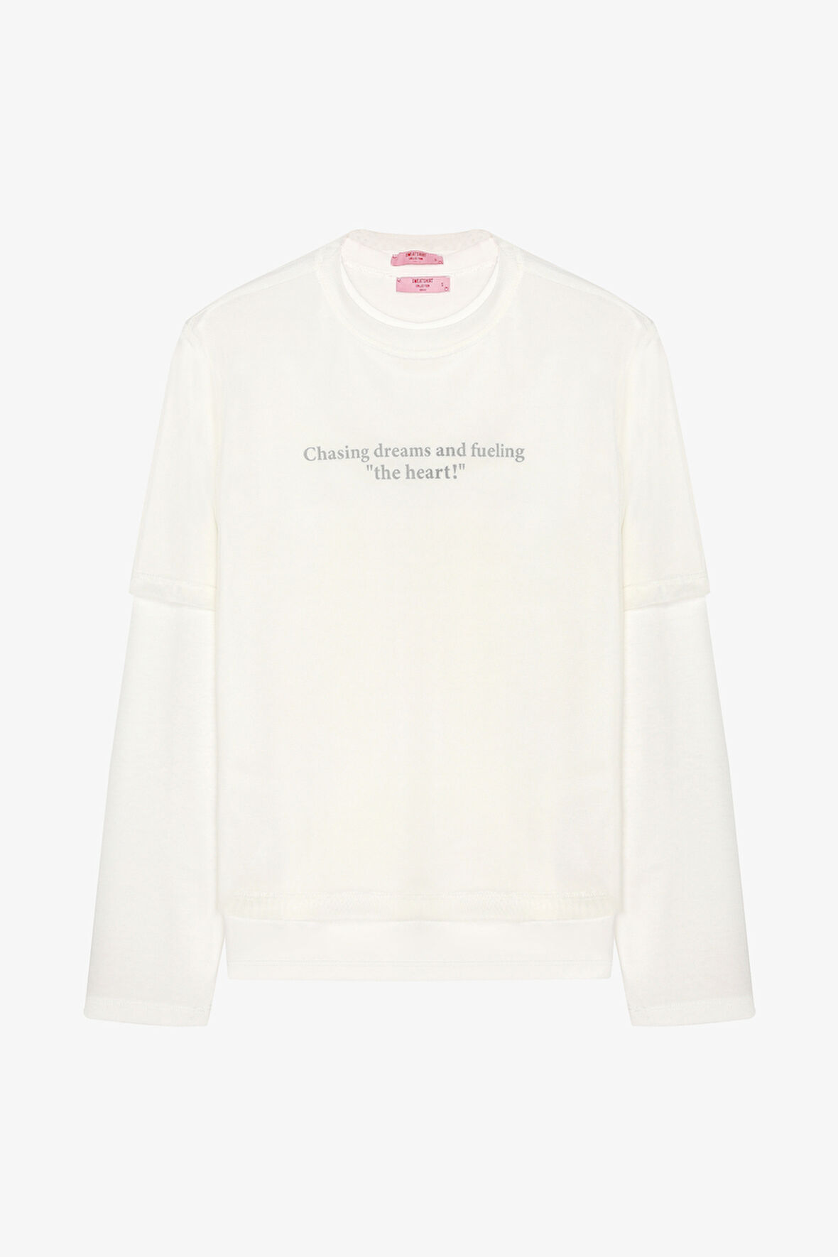 Tül Tişört Garnili Oversize Sweatshirt Ekru