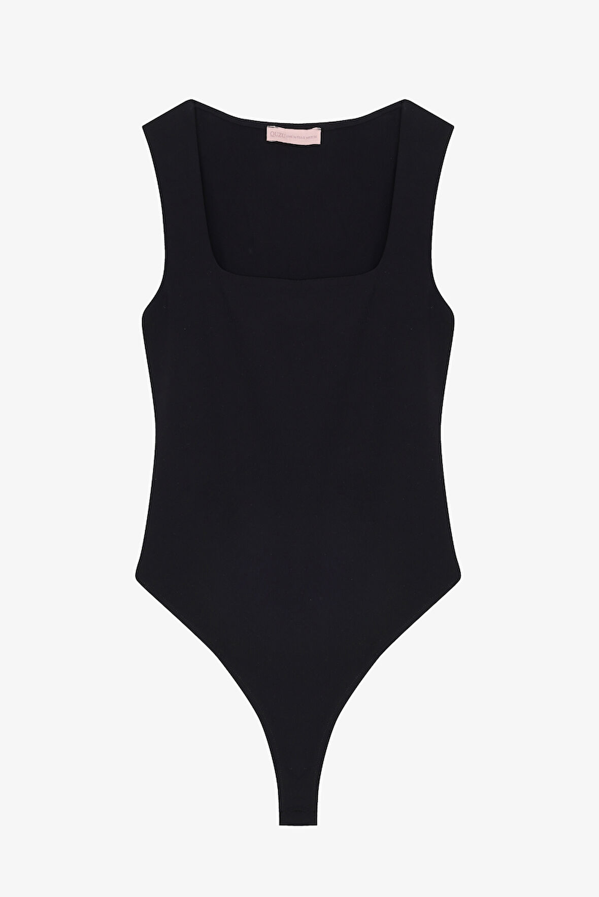 Kare Yaka Basic Bodysuit Siyah