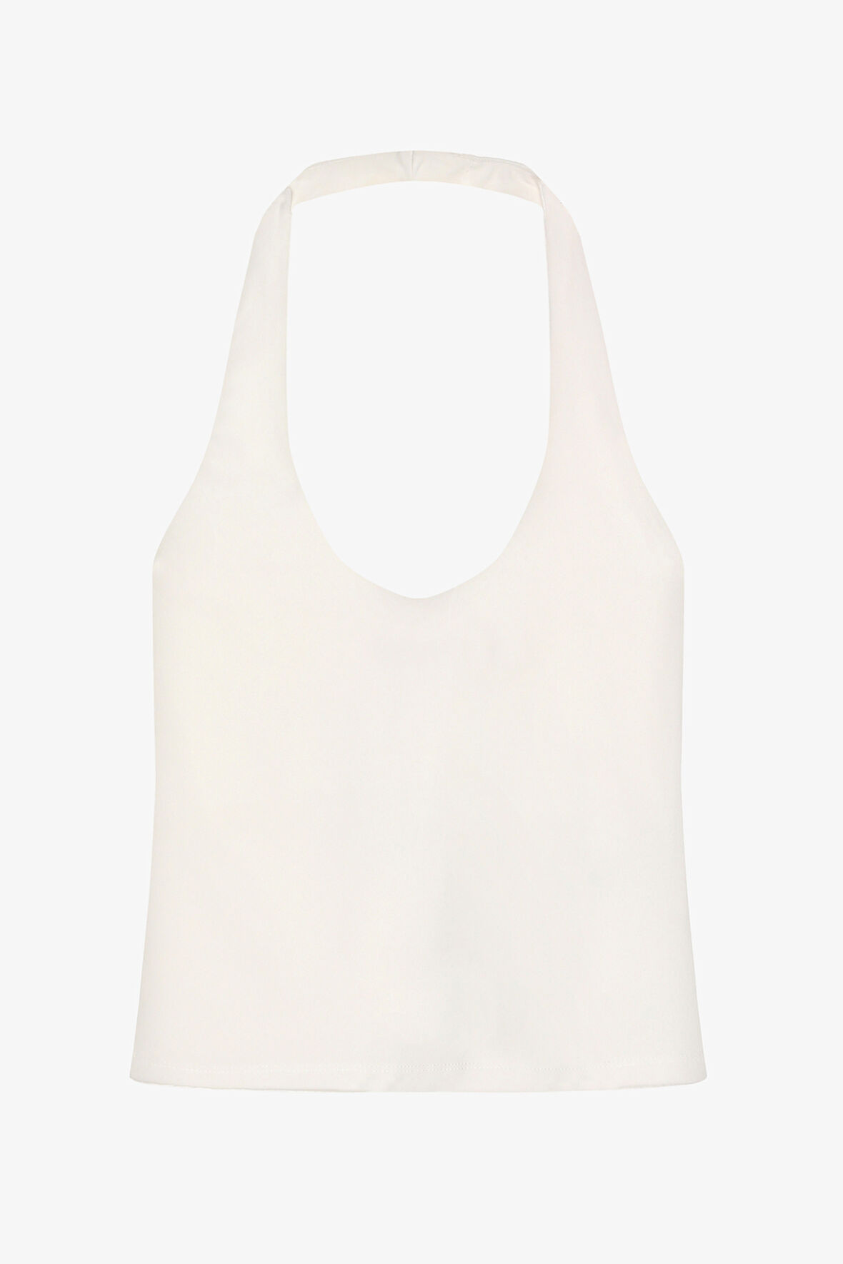Sırt Dekolteli Halter Yaka Basic Atlet Ekru