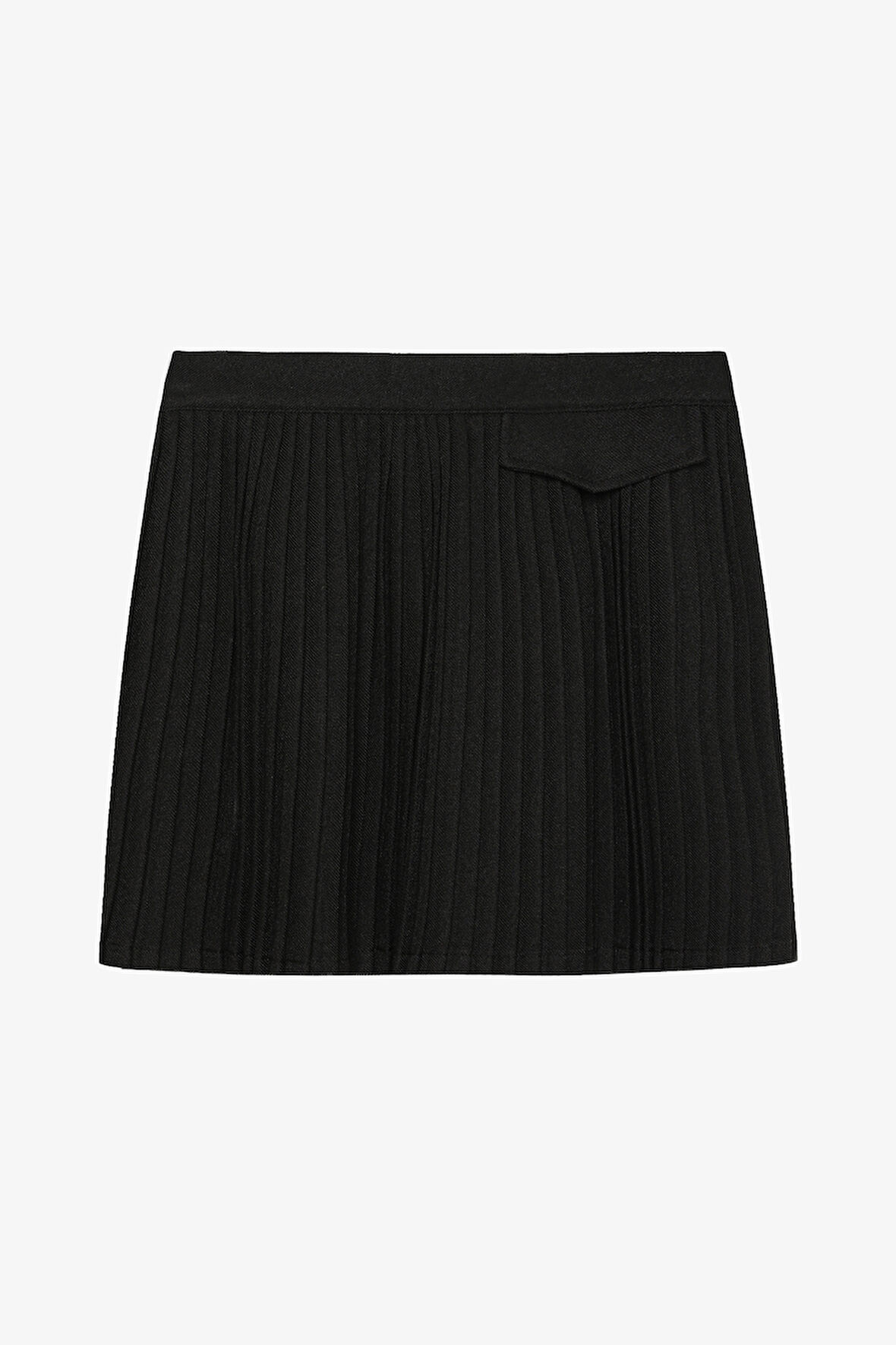 Kapak Cepli Pileli Mini Etek Siyah