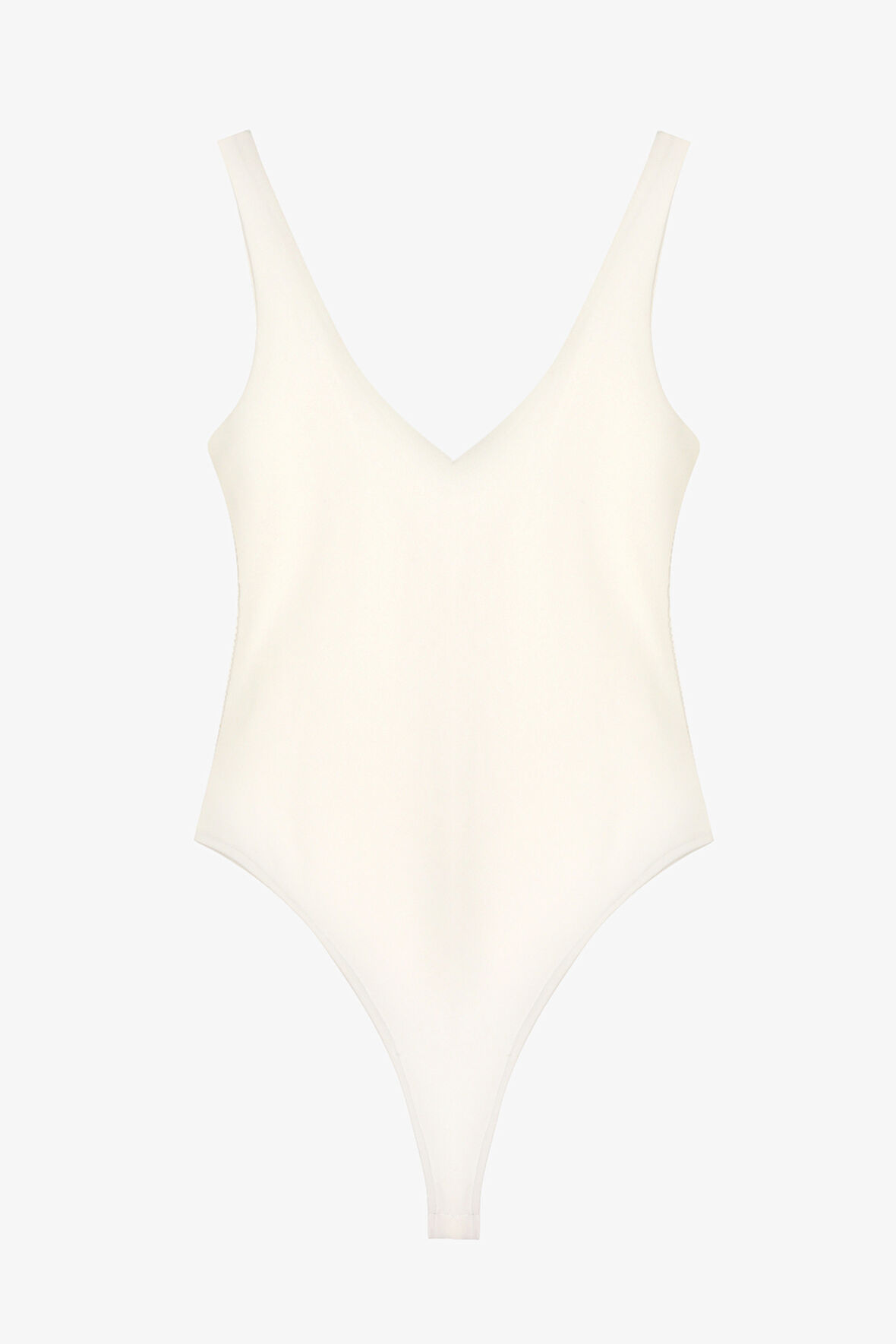 V Yaka Basic Bodysuit Ekru