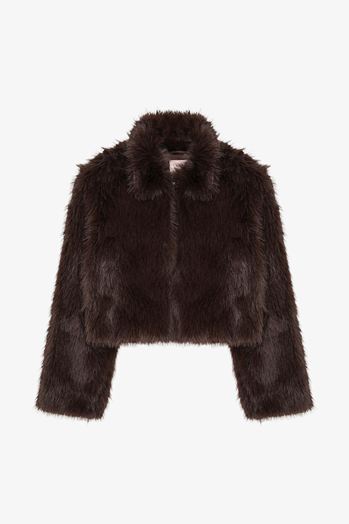 Fermuarlı Kısa Kürk Ceket Kahverengi