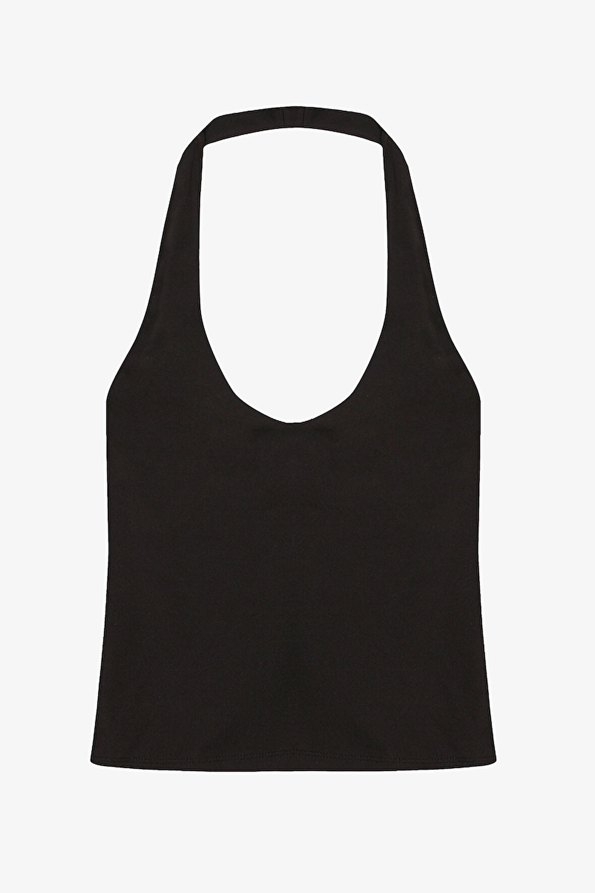 Sırt Dekolteli Halter Yaka Basic Atlet Siyah