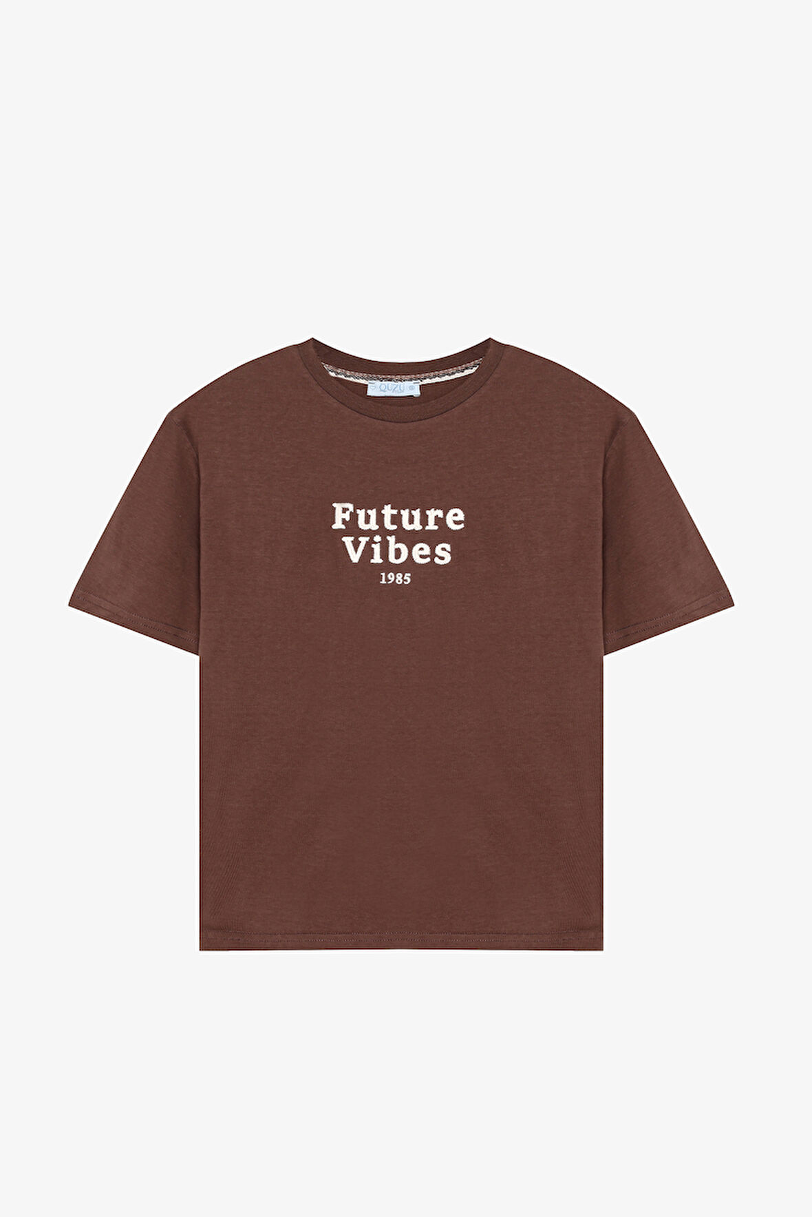 Future Vibes Nakışlı Tişört Kahverengi