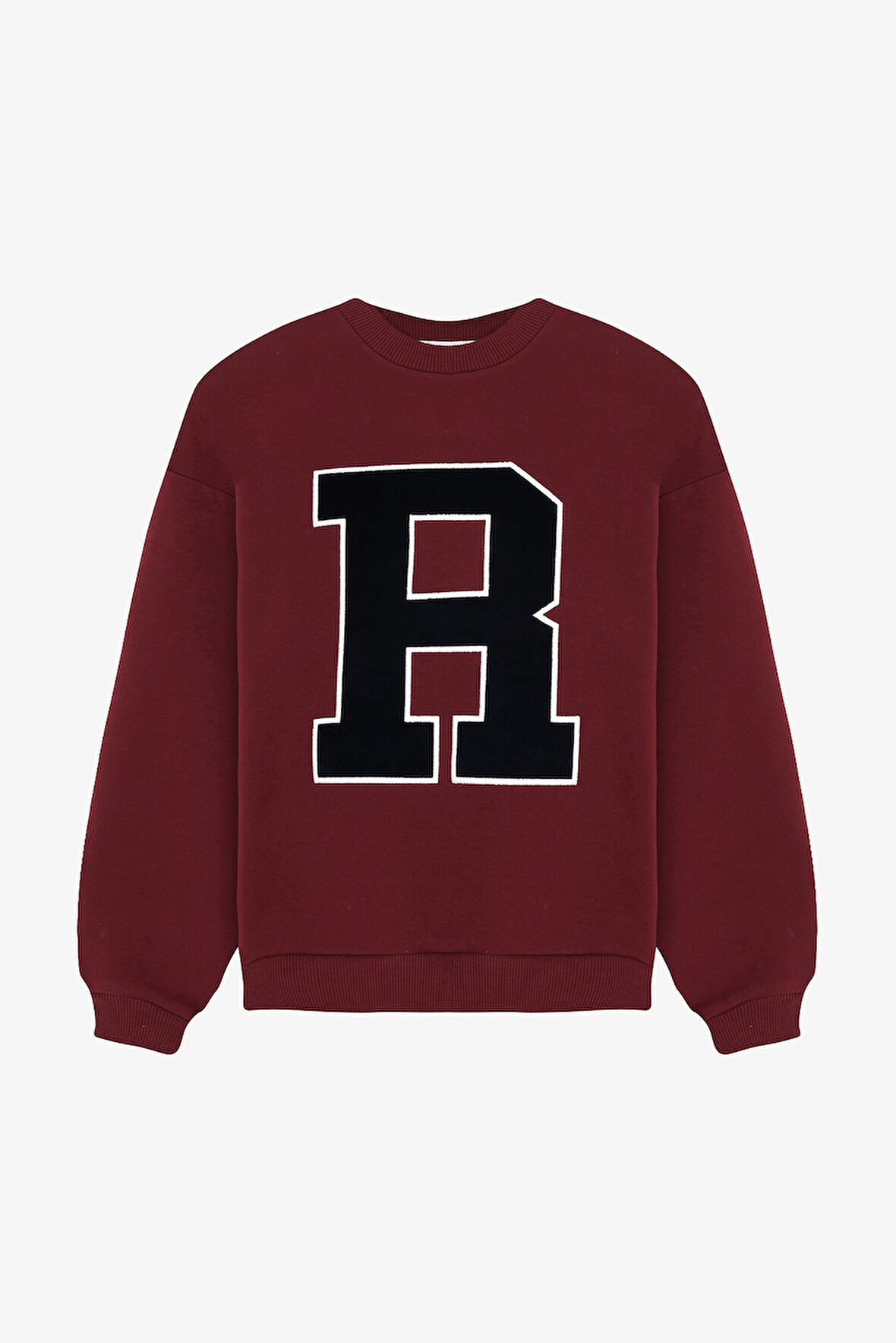 R Nakışlı Oversize Sweatshirt Bordo