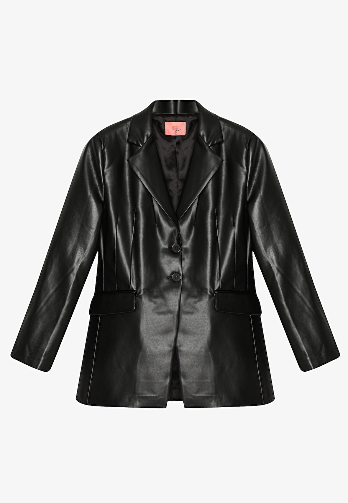 Bele Oturan Deri Blazer Ceket Siyah