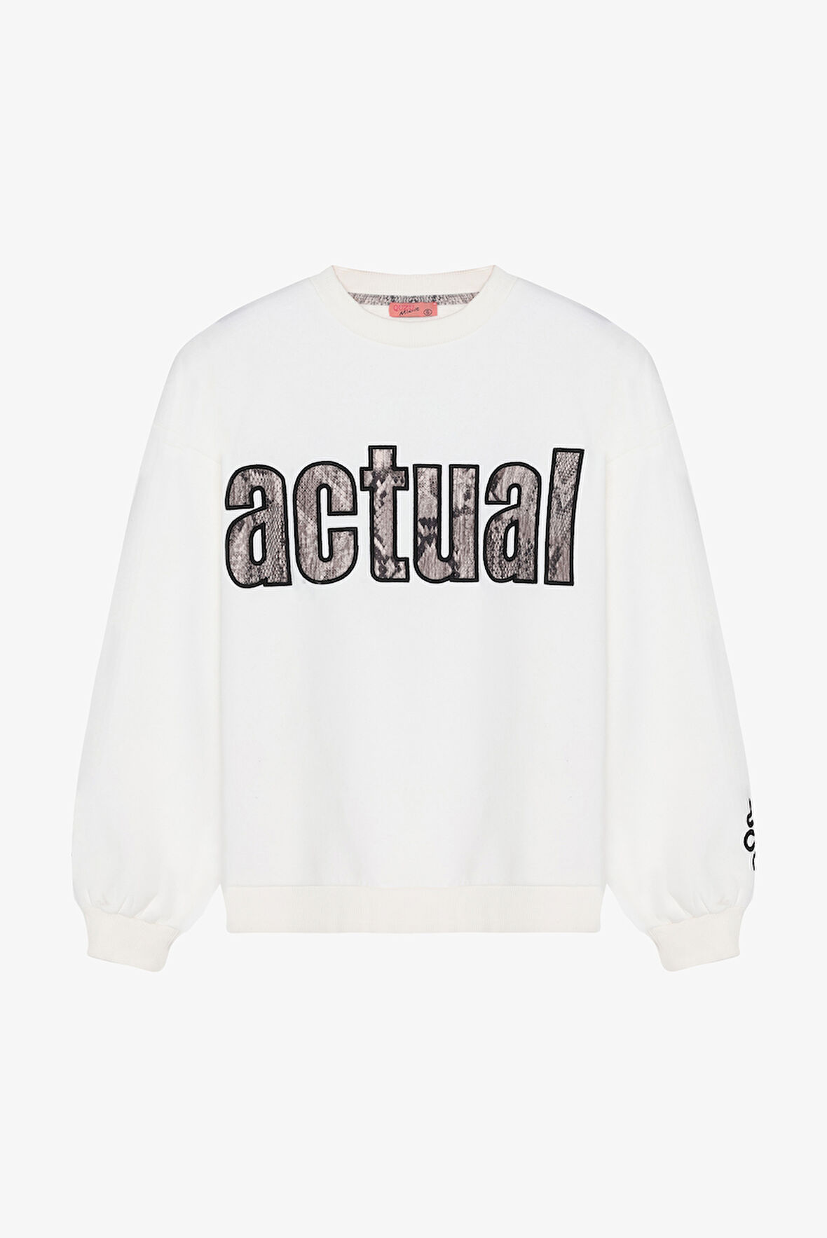 Actual Nakışlı Oversize Sweatshirt Ekru