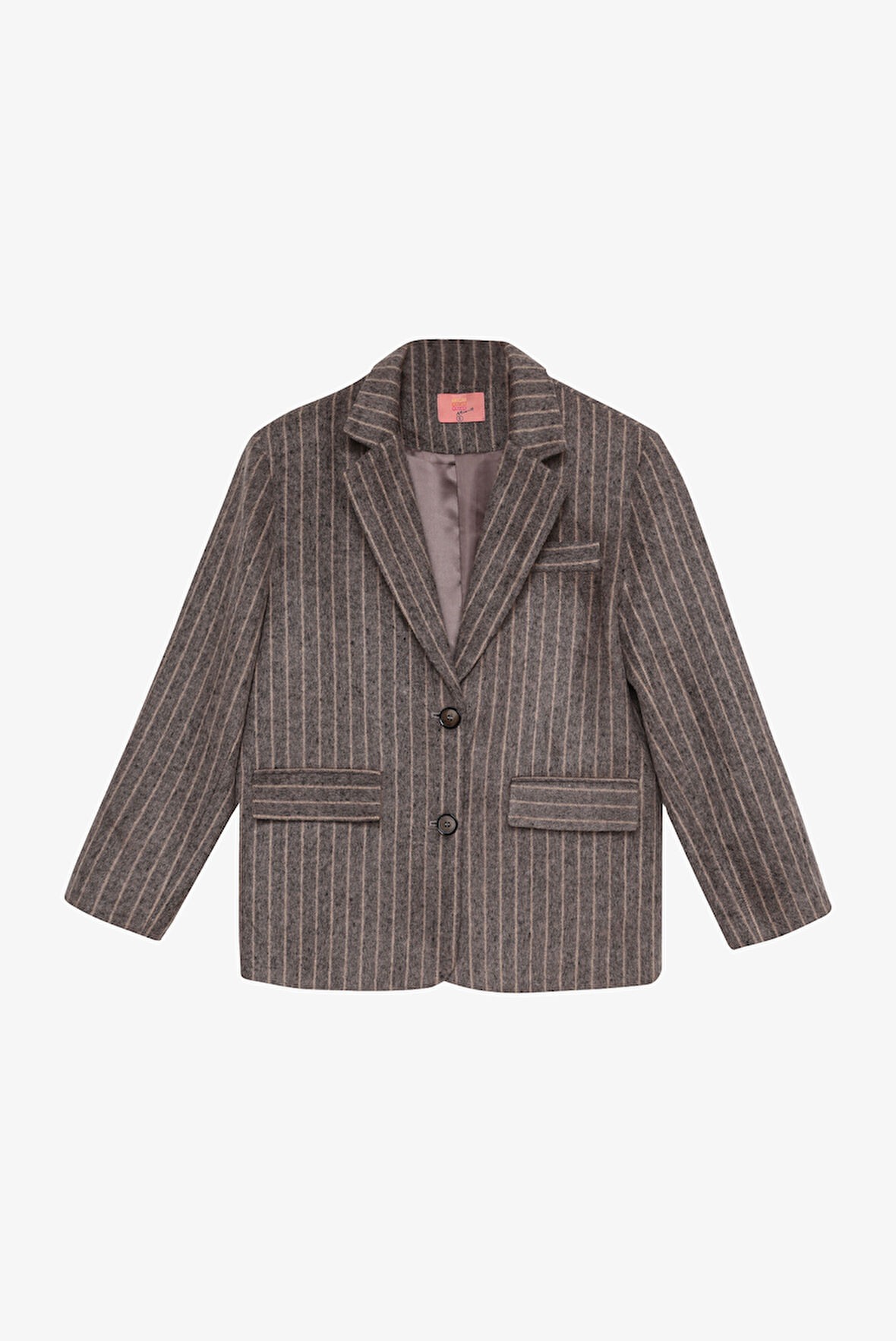 Çizgili Kaşe Blazer Ceket Vizon