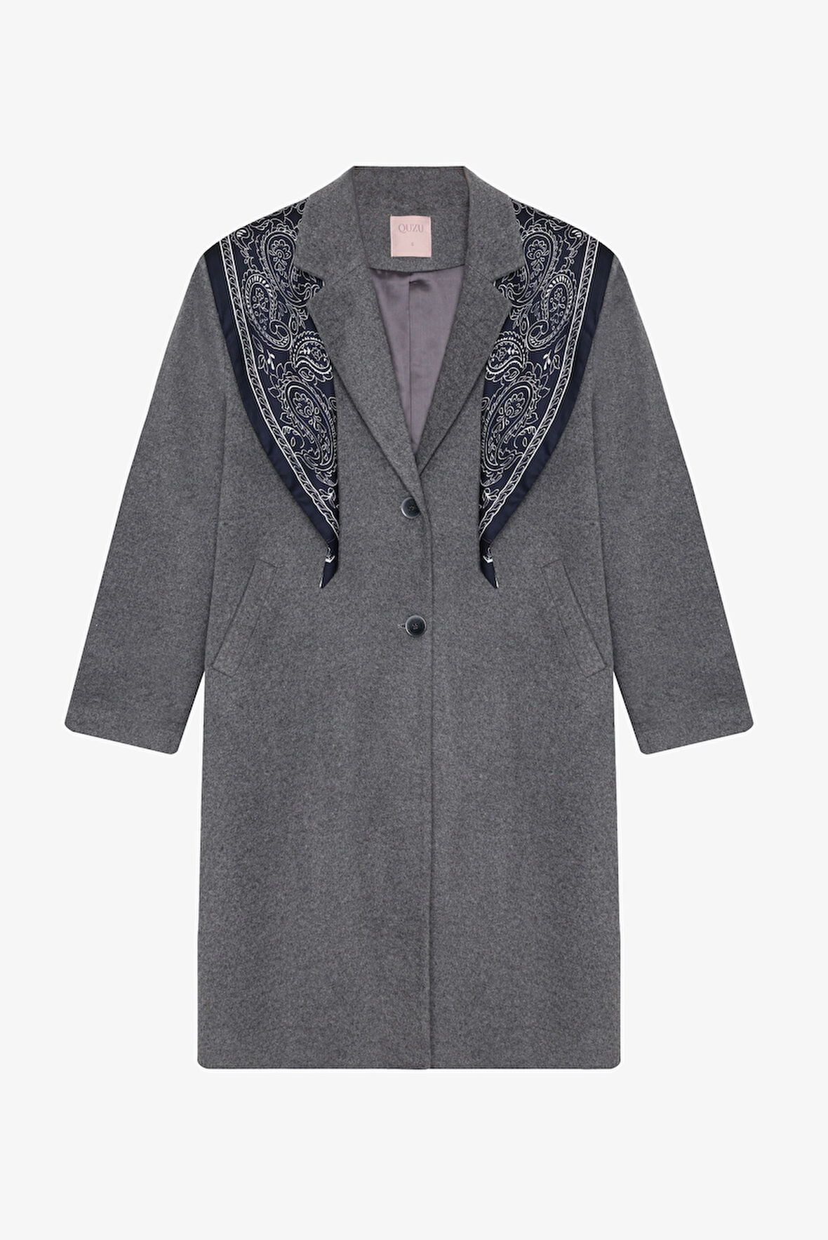Fularlı Oversize Kaşe Kaban Antrasit