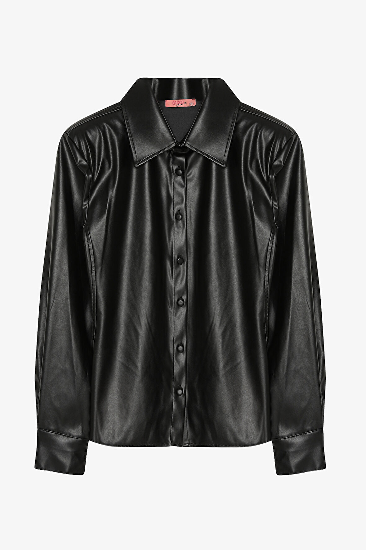 Bele Oturan Deri Gömlek Siyah