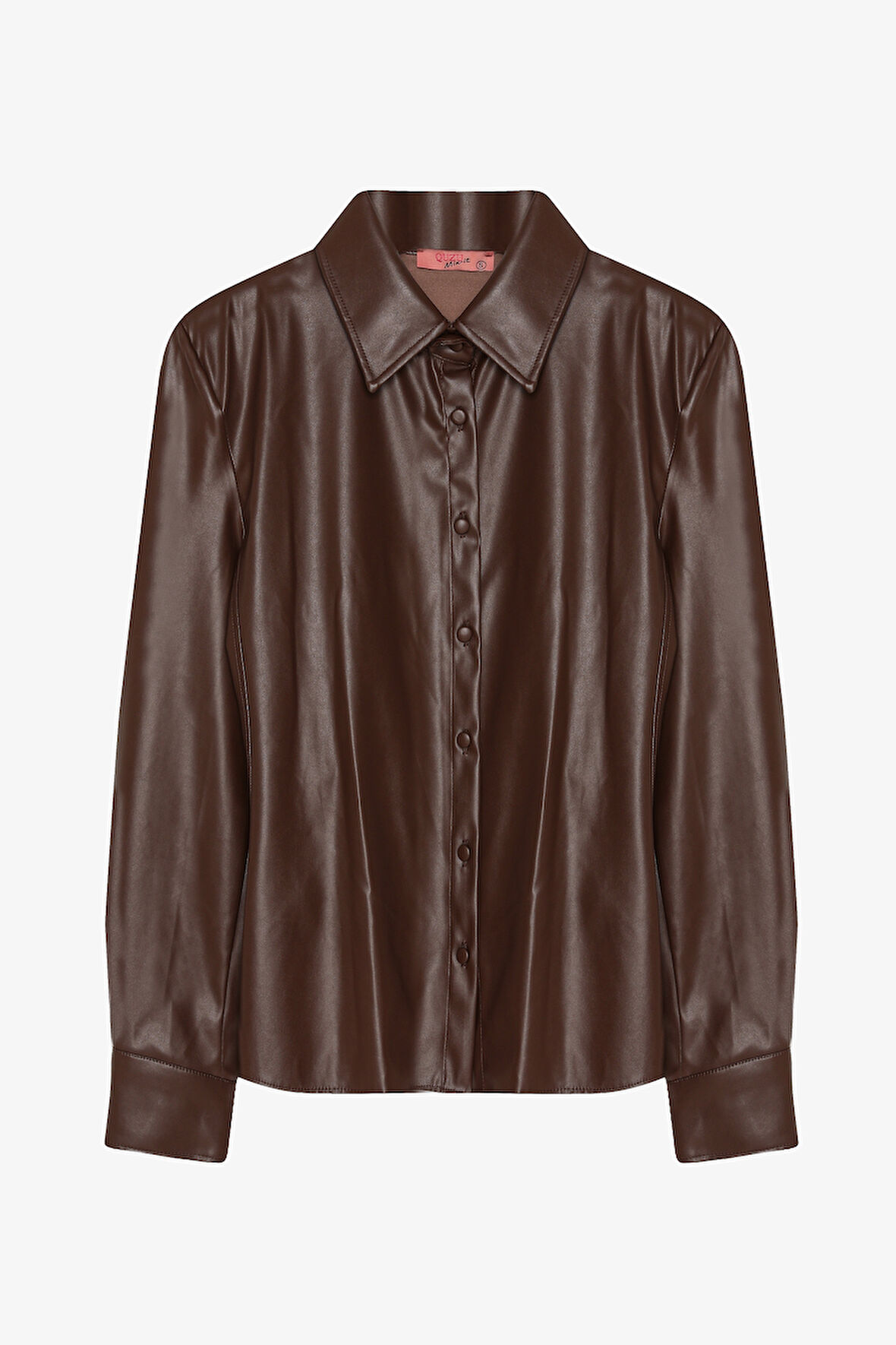 Bele Oturan Deri Gömlek Kahverengi