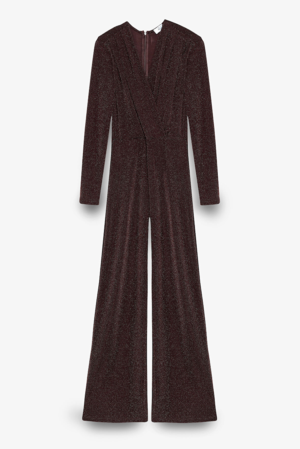 Simli Kruvaze Yaka Uzun Tulum Kahverengi