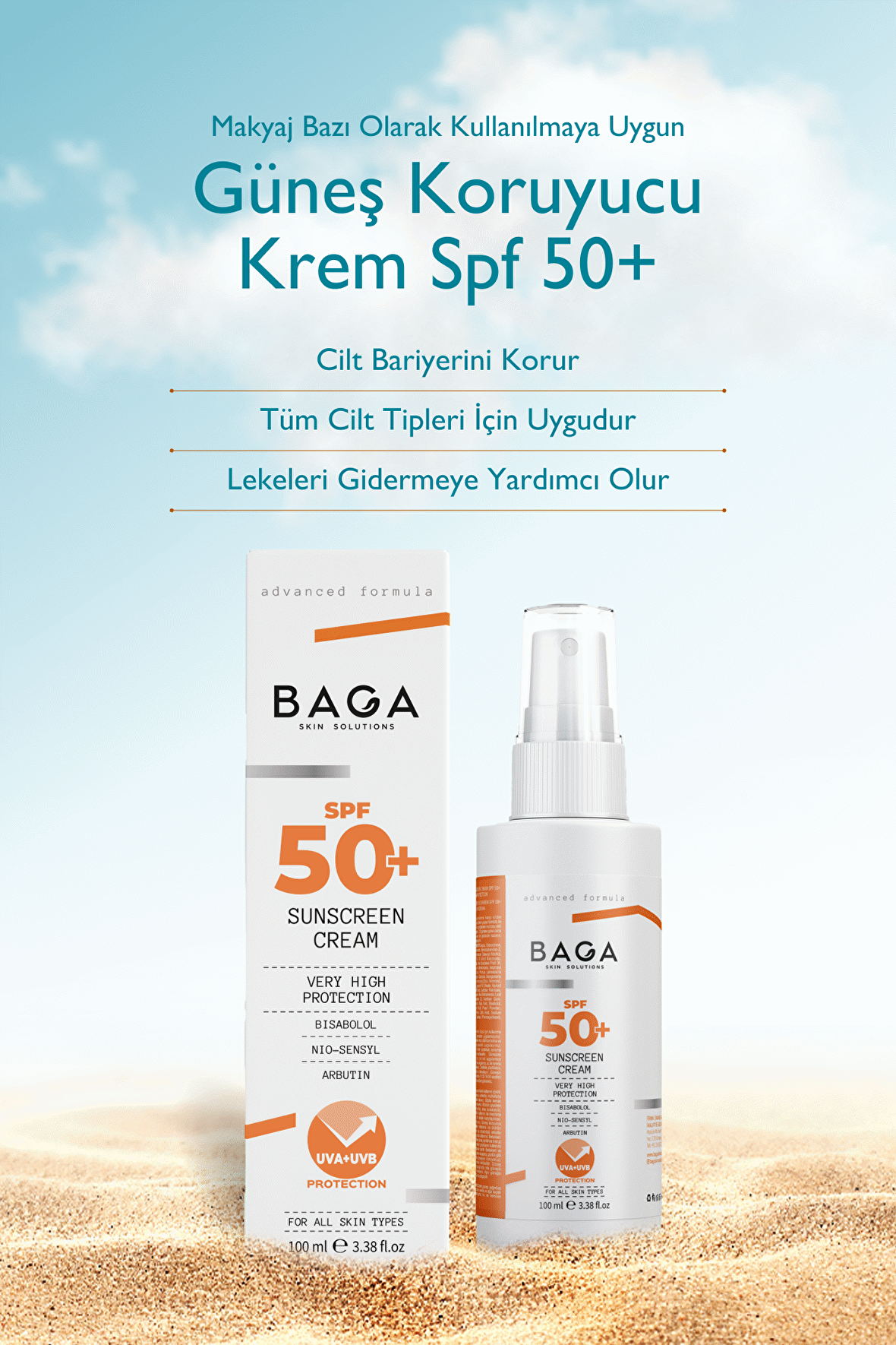 BAGA GÜNEŞ KORUYUCU KREM SPF+