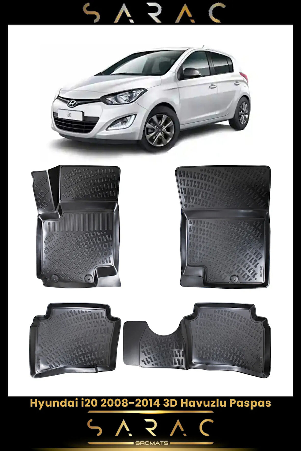 Hyundai I20 2012 Model Araca Özel 3d Havuzlu Paspas