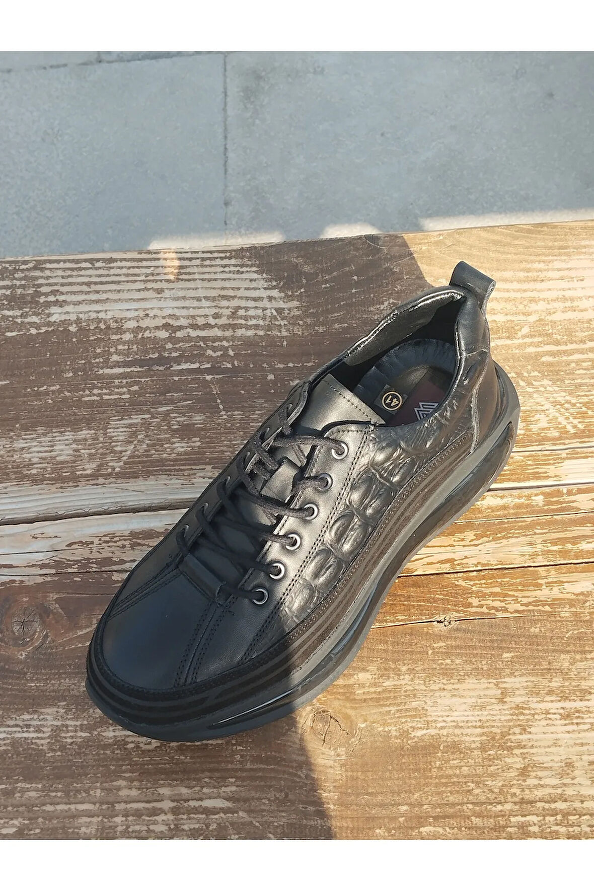 Erkek Sportif Mevsimlik Kundura Hakiki Deri Kauççuk Taban Ortobetik ve Bağcıklı