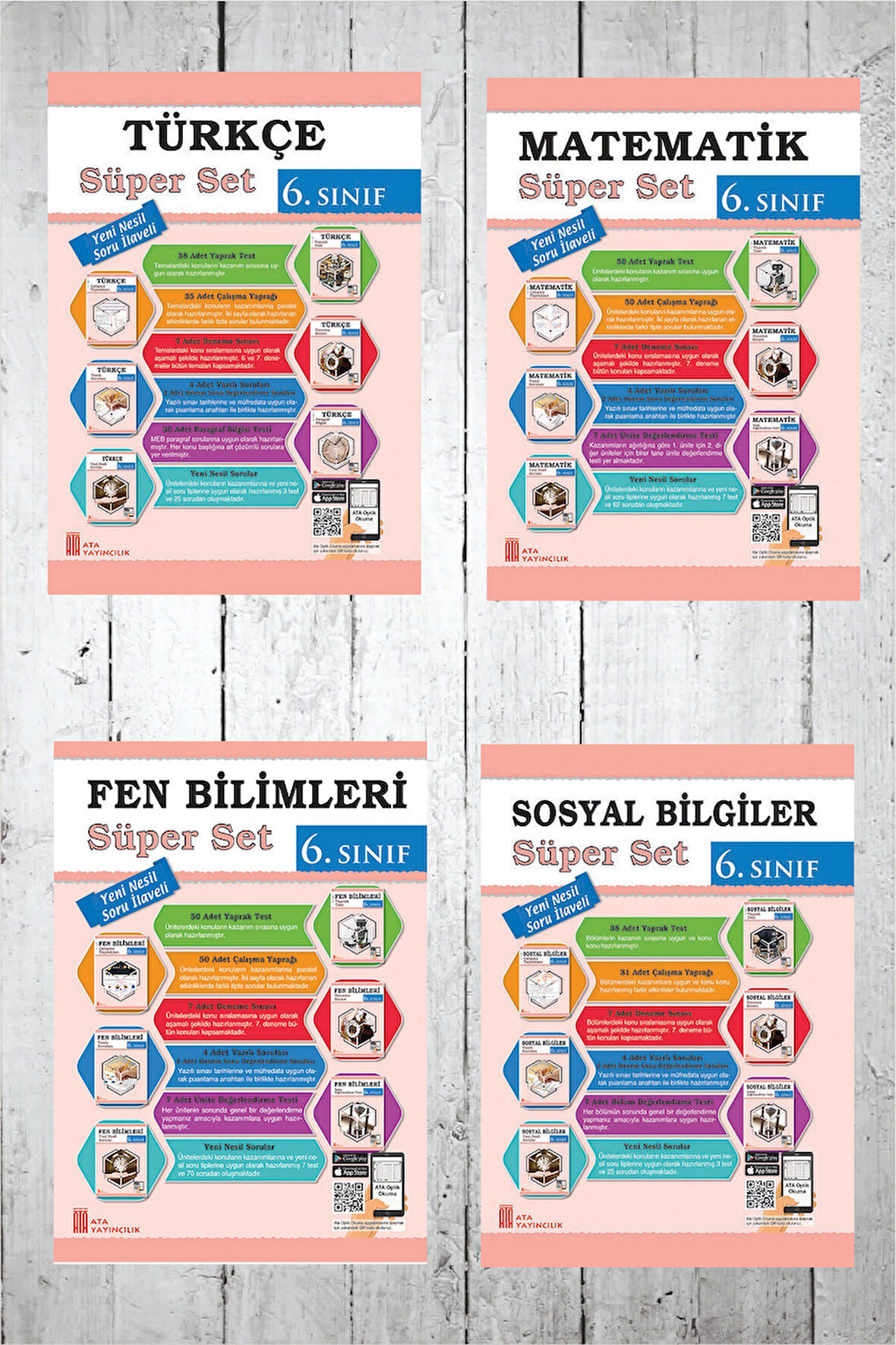 Ata 6.Sınıf Süper Set (Türkçe-Matematik-Fen Bilimleri-Sosyal Bilgiler)