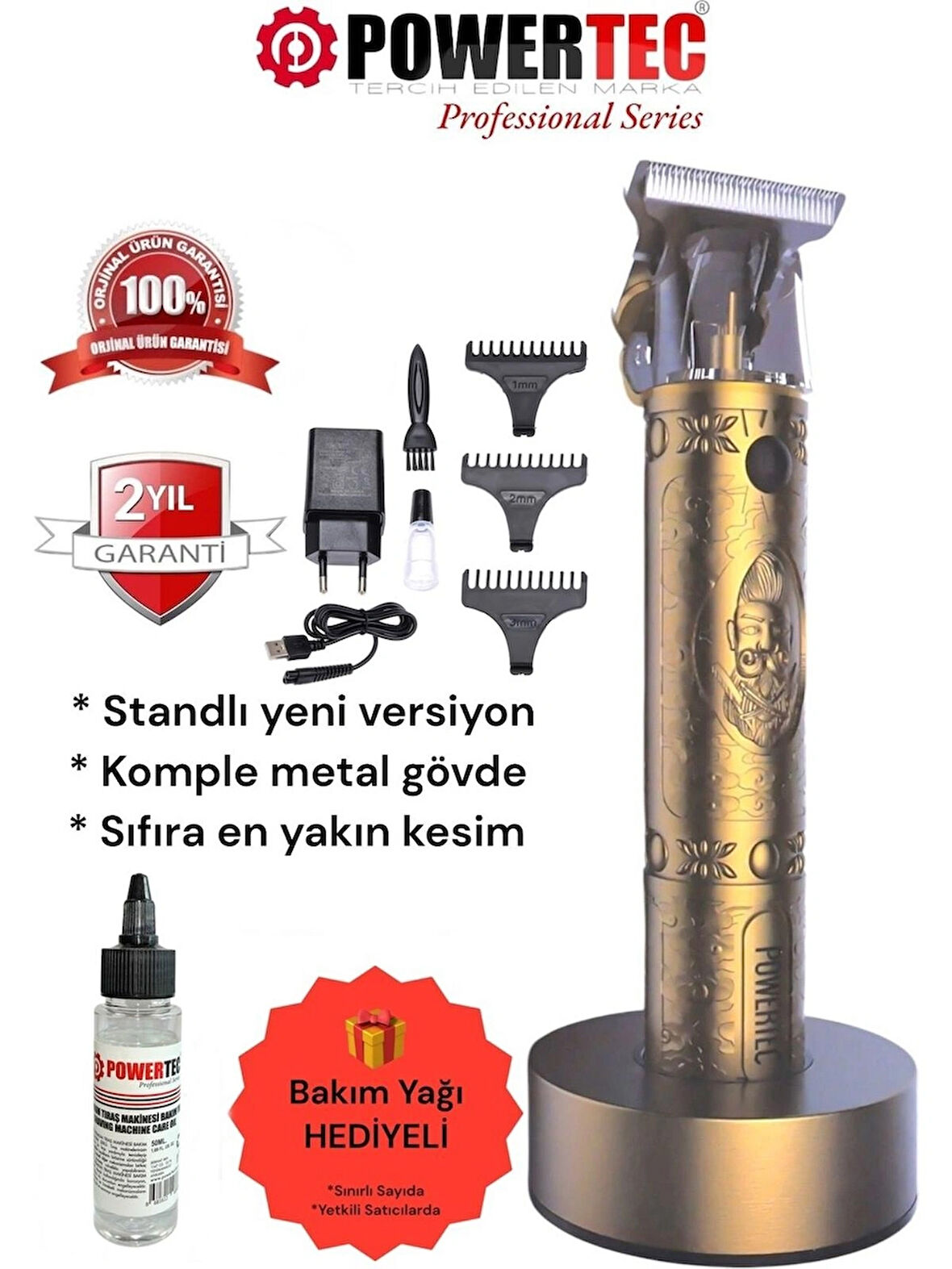Powertec TR-1818 Sakal Ense Çizim Tıraş Makinesi T-Bıçak