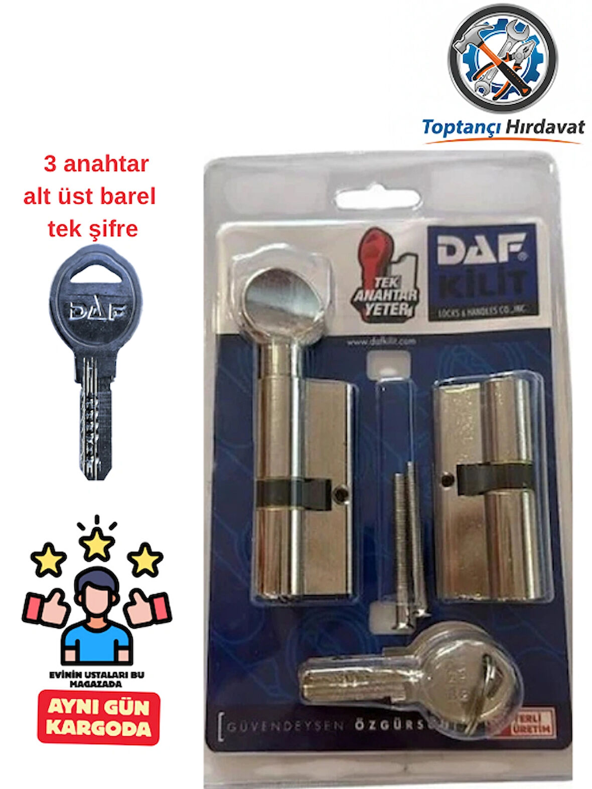 Çelik kapı göbeği alt üst set (tek şifre) 3 anahtar 