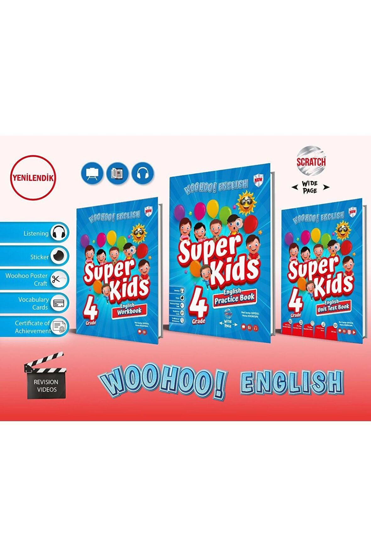 4. Sınıf Woohoo English Süper Kids (Practice Book+ Workbook + Unıt Test Book)