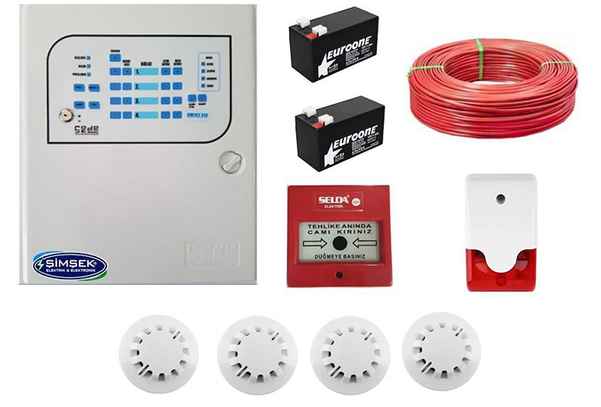 4 LÜ YANGIN ALARM SETİ KABLO DAHİL
