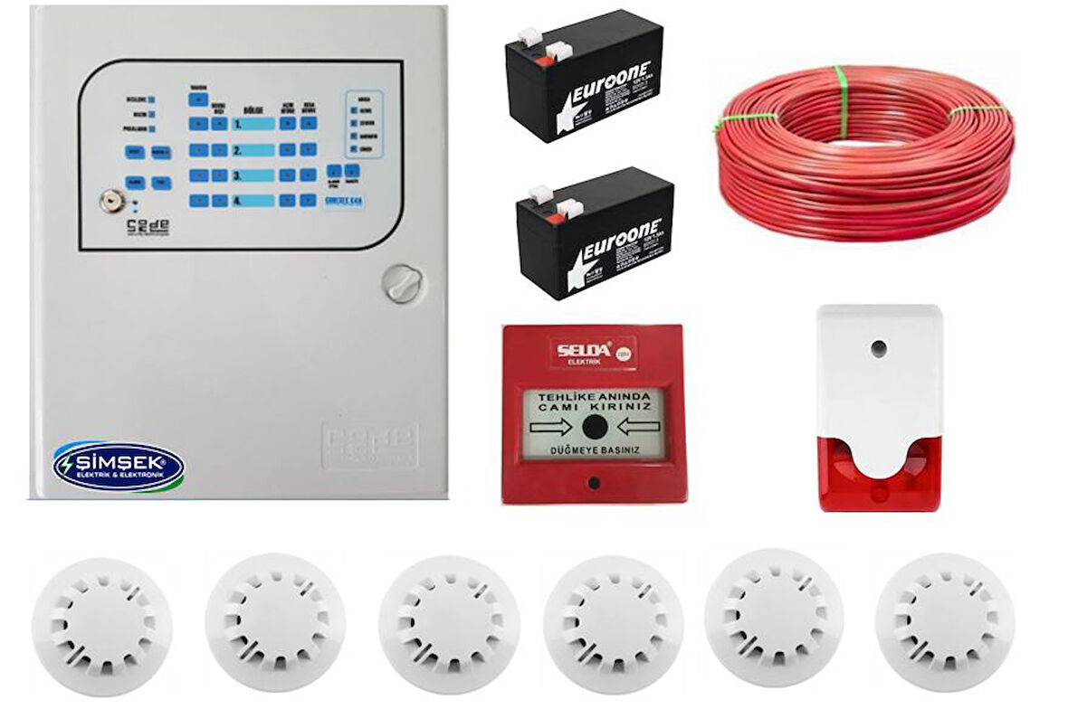 6 LI YANGIN ALARM SETİ KABLO DAHİL