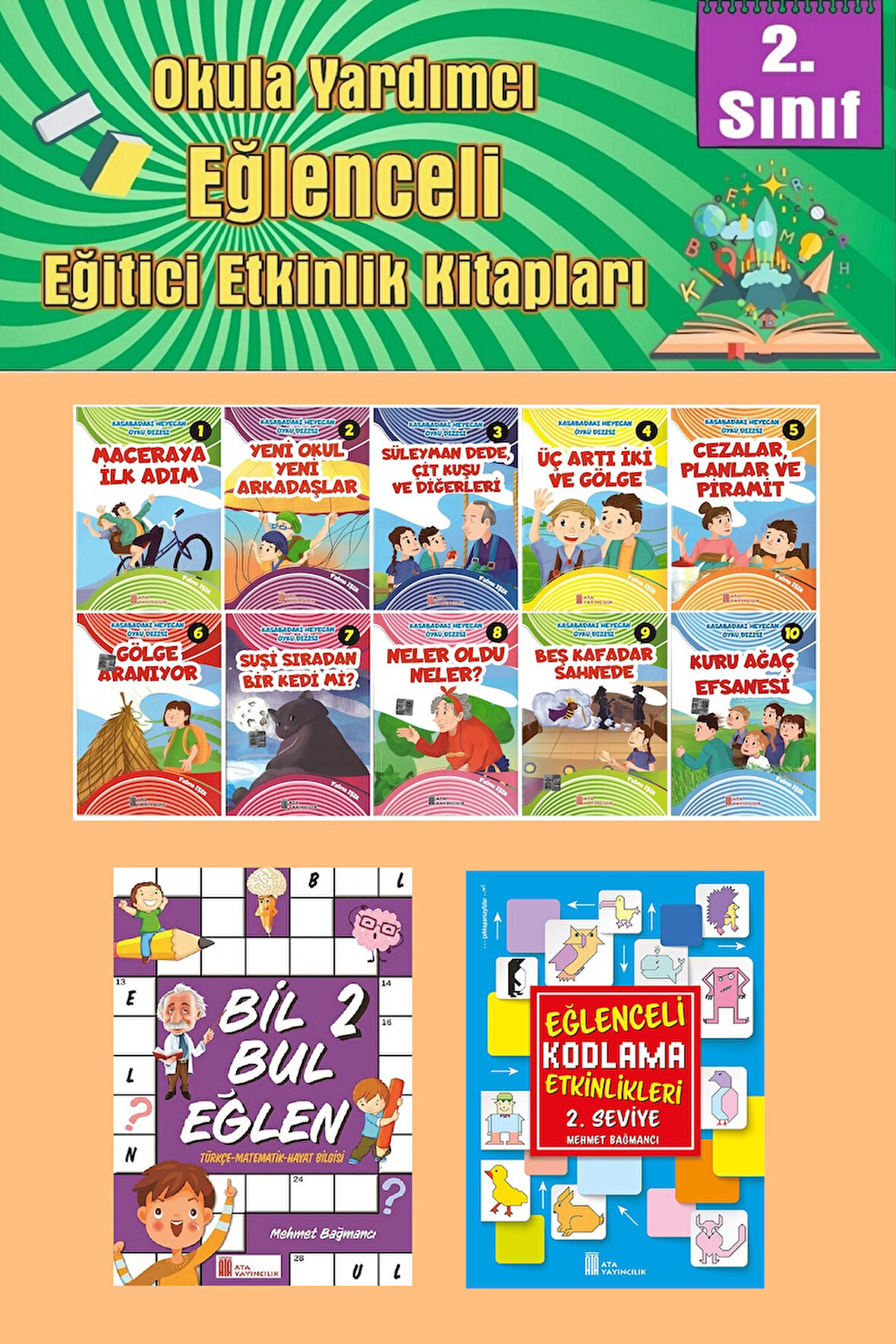 2.Sınıflar İçin Okumayı Sevdiren 10 lu Hikaye Seti -Bil Bul Eğlen-Kodlama 9 (Okulda Evde Tatilde)