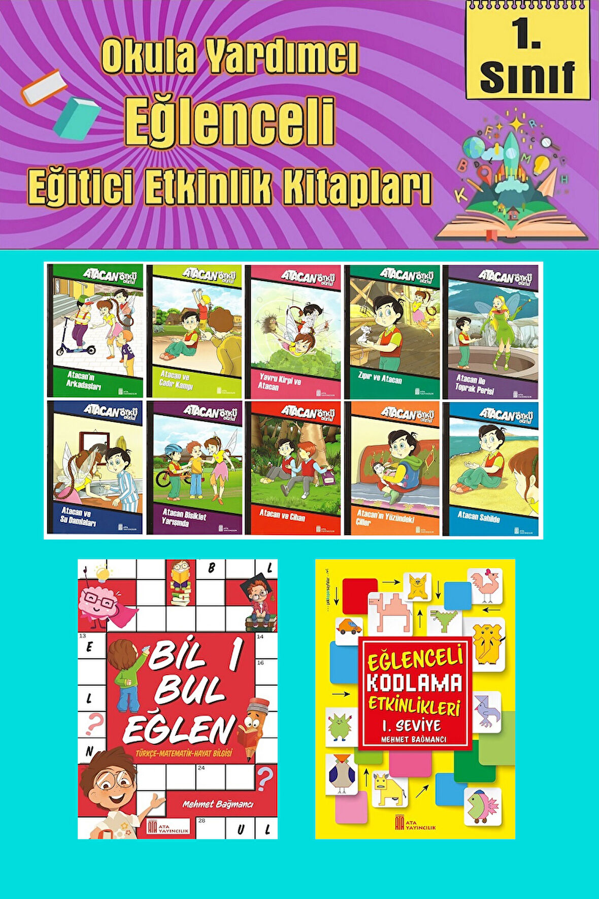 1.Sınıflar İçin Okumayı Sevdiren 10 lu Hikaye Seti -Bil Bul Eğlen-Kodlama 15 (Okulda Evde Tatilde)