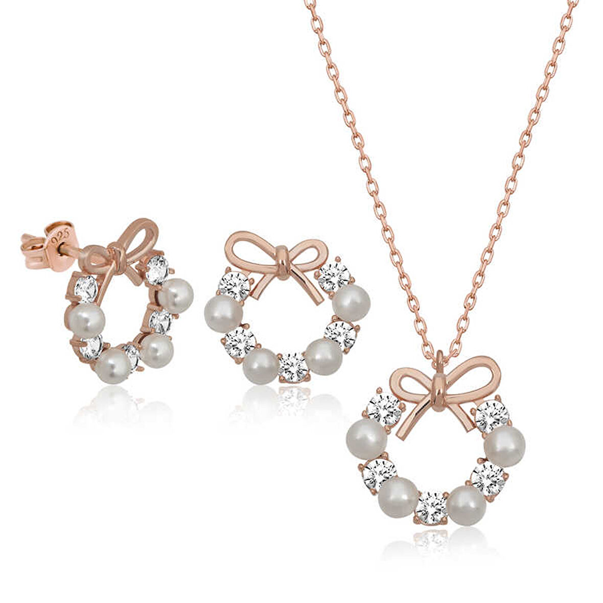 925 Ayar Gümüş İnci Kurdele Kadın Set T6463 (944944)