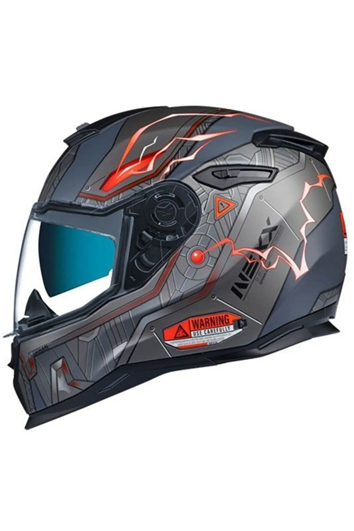 Sx.100 Gigabot Güneş Vizörlü Kapalı Kask (mat Gri-kırmızı)